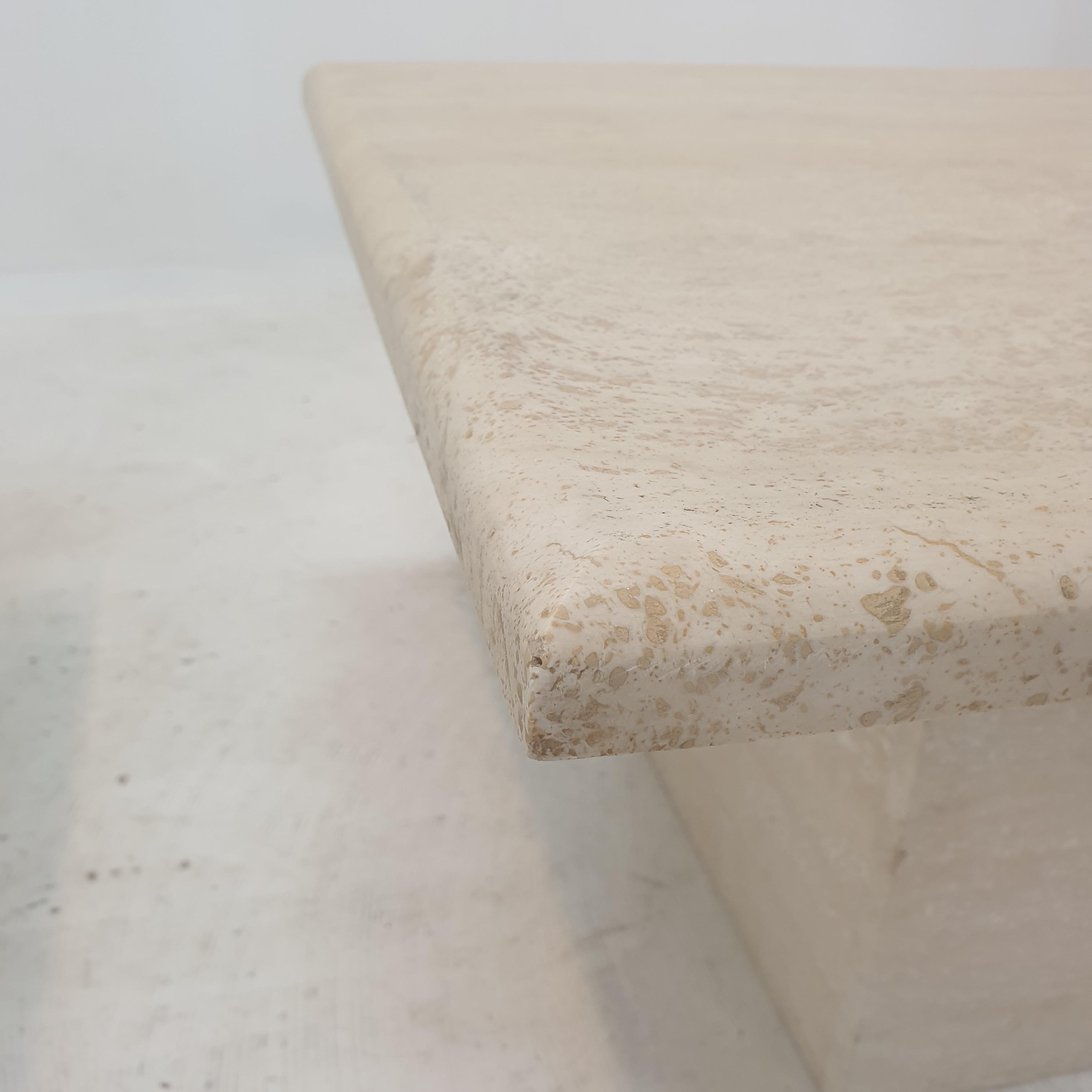 Set of 2 Italian Travertine Coffee or Side Tables, 1980s For Sale 13