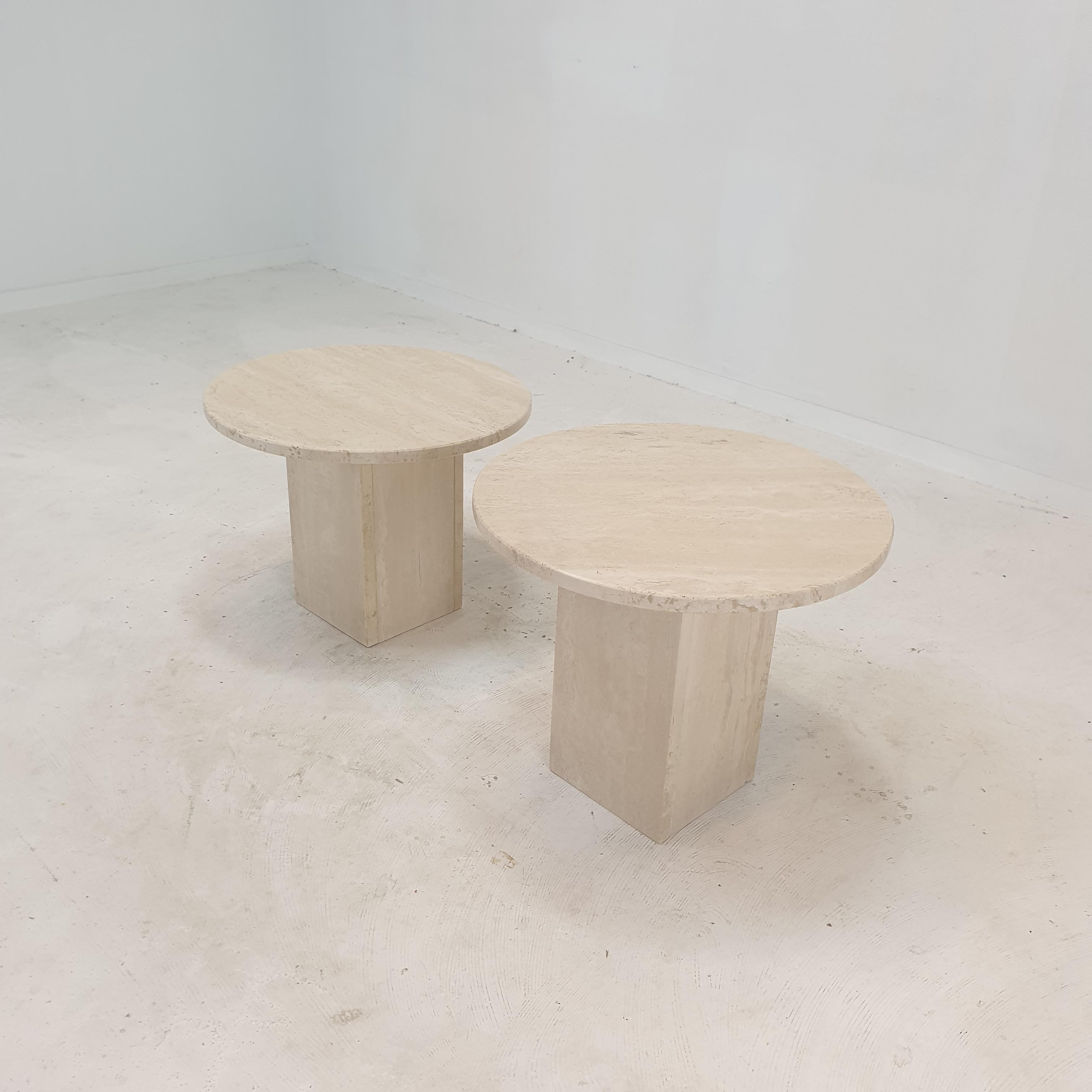 Set of 2 Italian Travertine Coffee or Side Tables, 1980s 1