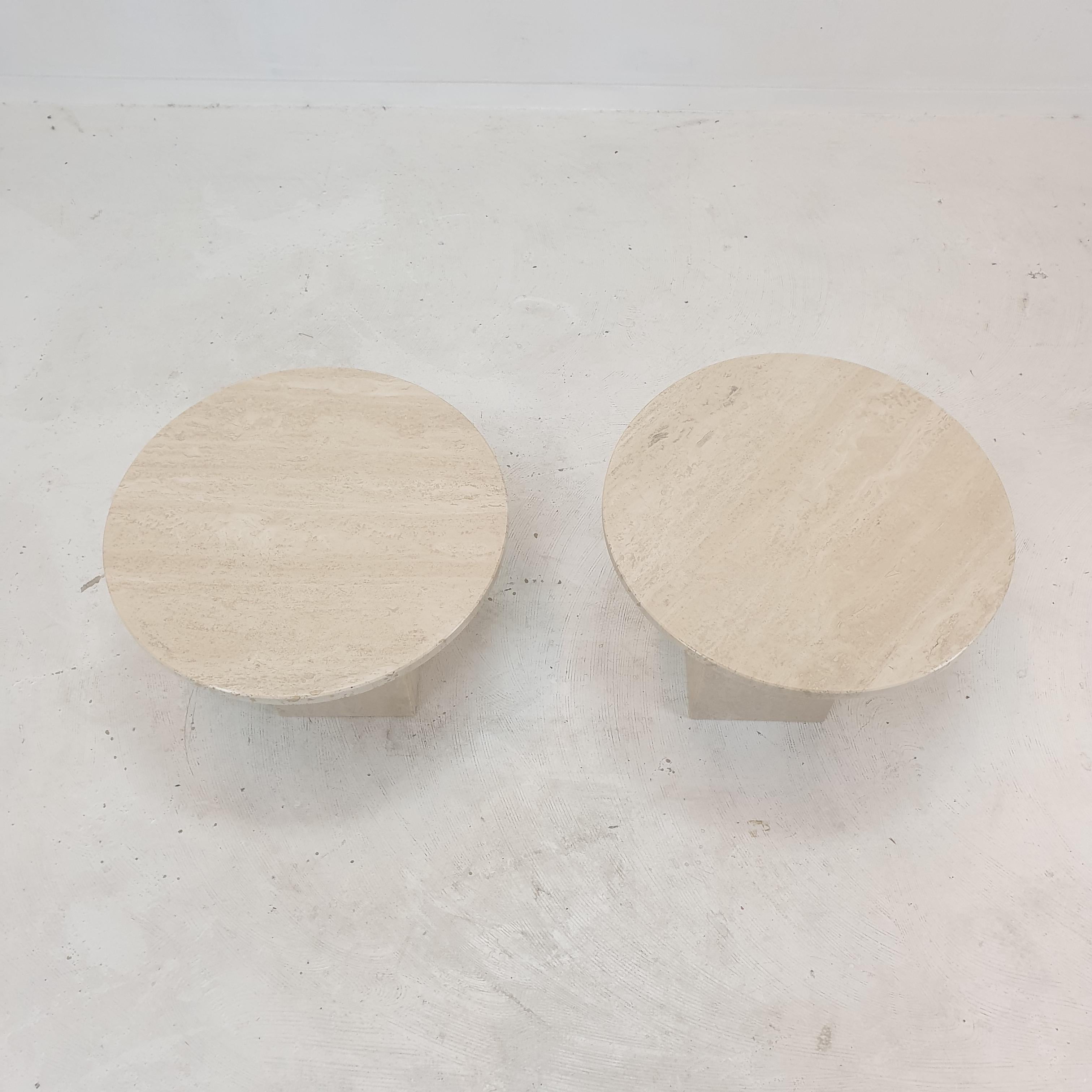 Set of 2 Italian Travertine Coffee or Side Tables, 1980s 2