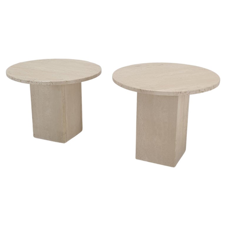 Set of 2 Italian Travertine Coffee or Side Tables, 1980s For Sale