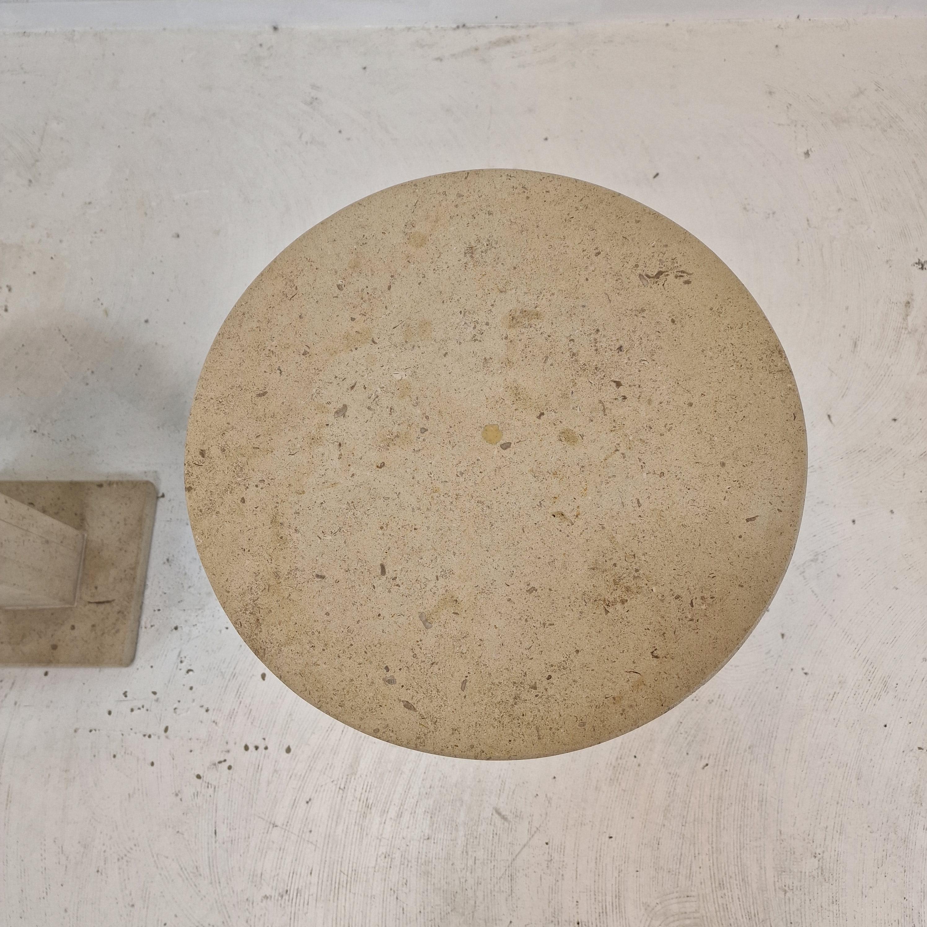 Set of 2 Italian Travertine or Stone Pedestals or Side Tables, 1980s For Sale 5