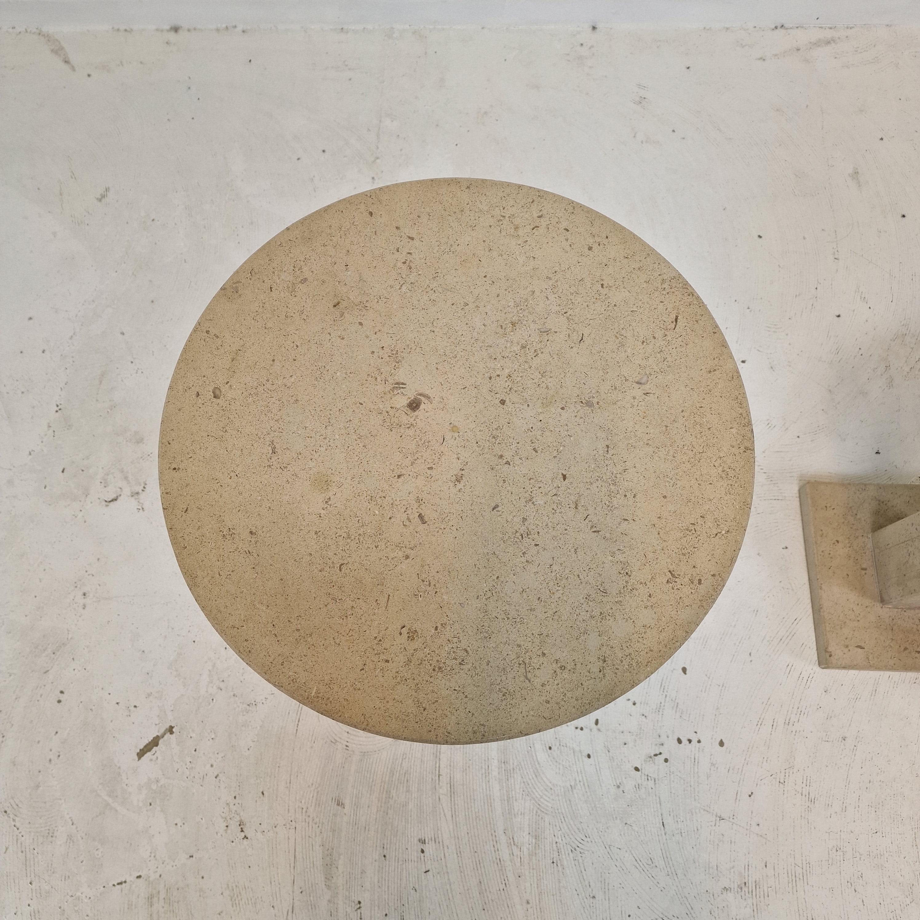 Set of 2 Italian Travertine or Stone Pedestals or Side Tables, 1980s For Sale 6