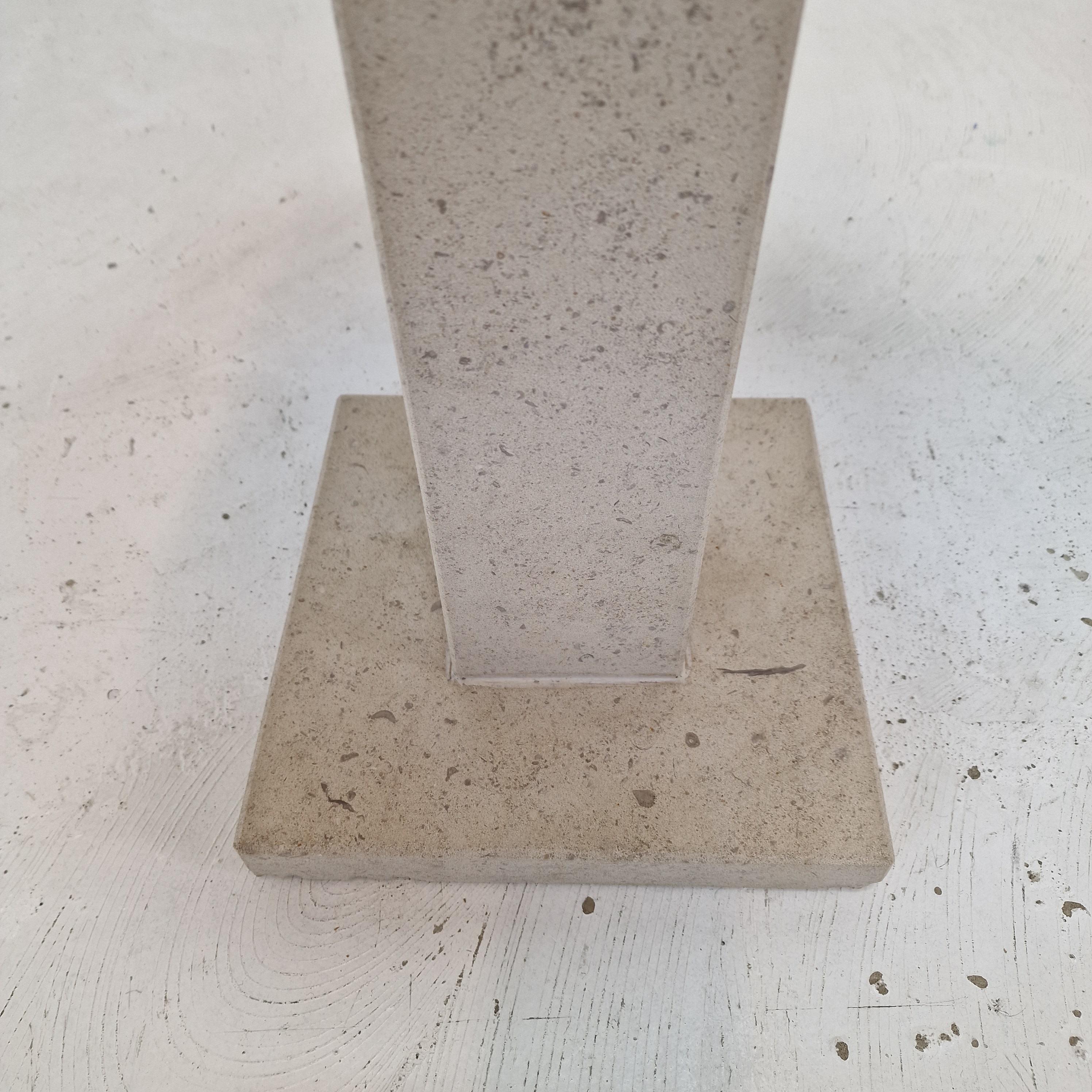 Set of 2 Italian Travertine or Stone Pedestals or Side Tables, 1980s For Sale 8