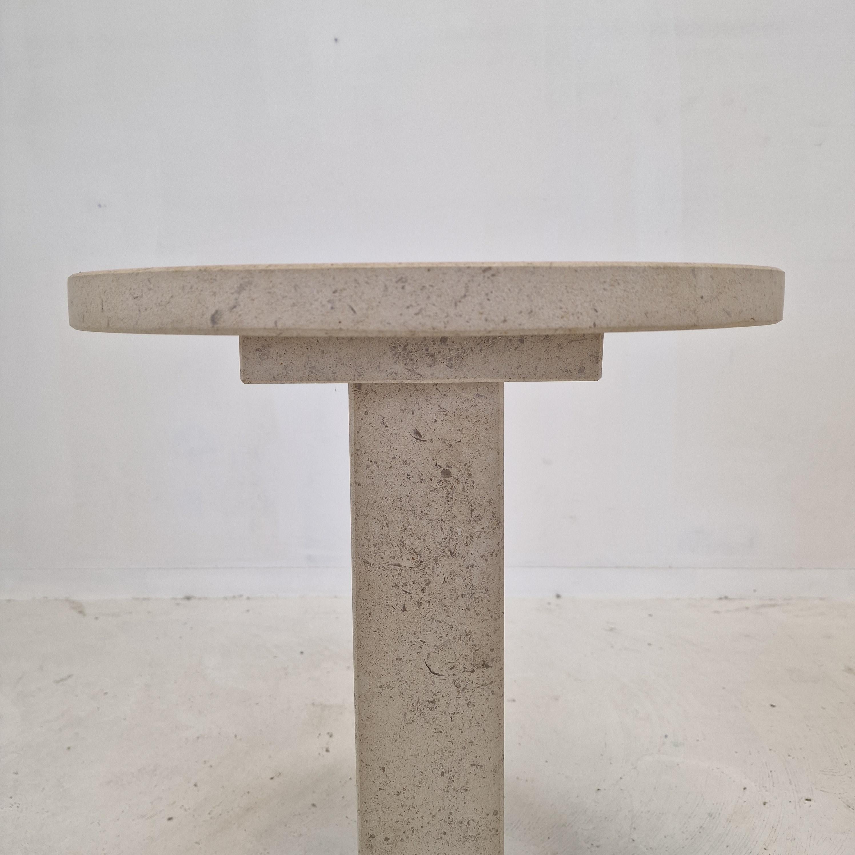 Set of 2 Italian Travertine or Stone Pedestals or Side Tables, 1980s For Sale 9
