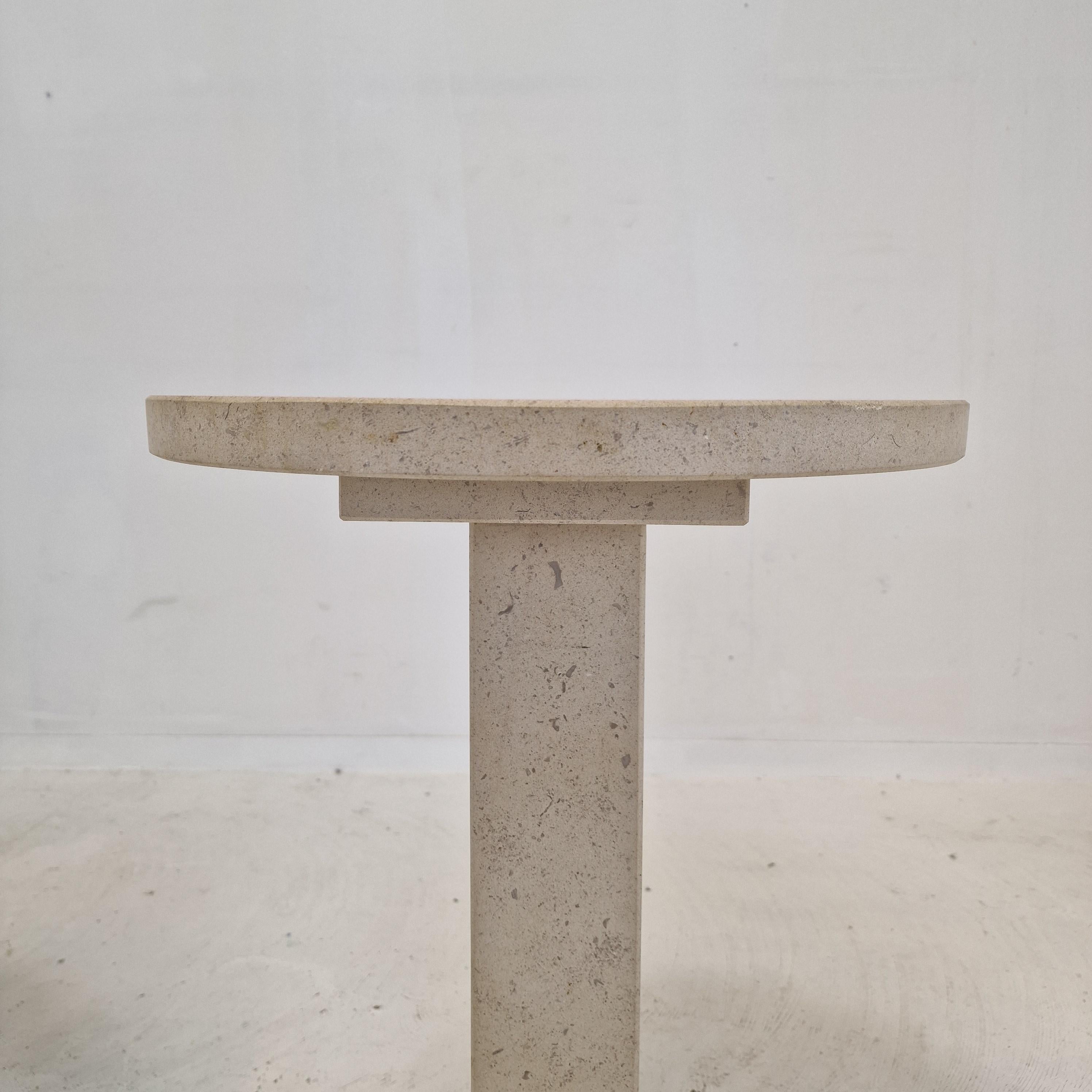 Set of 2 Italian Travertine or Stone Pedestals or Side Tables, 1980s For Sale 10