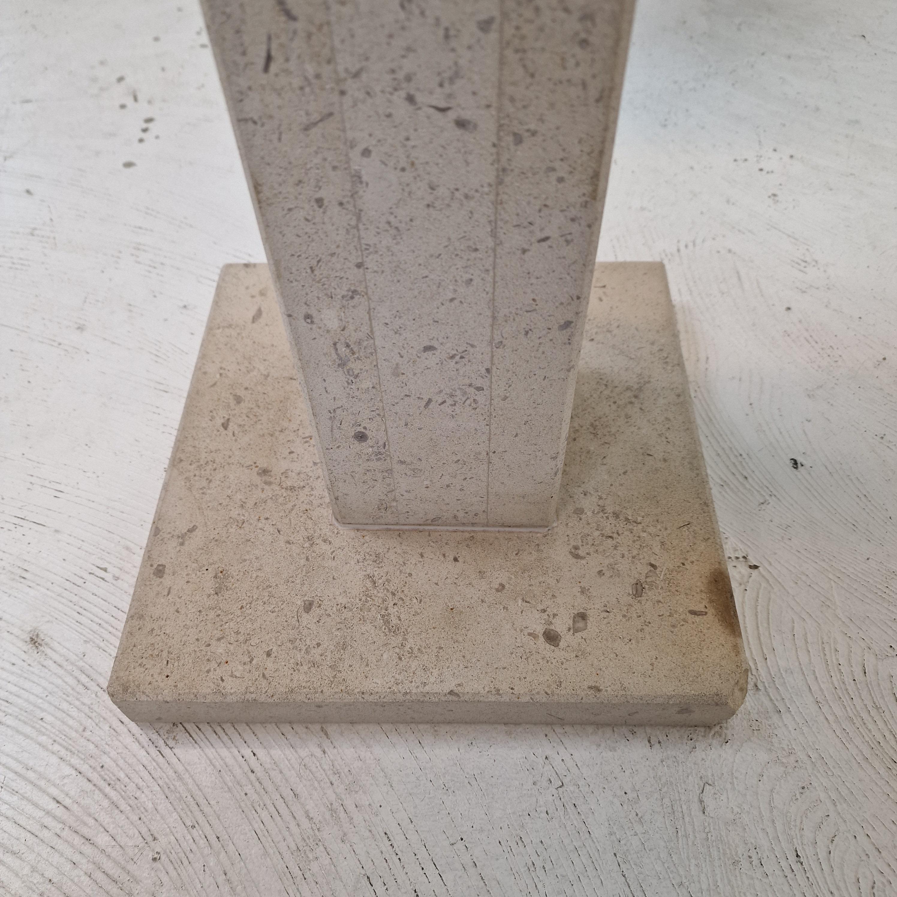 Set of 2 Italian Travertine or Stone Pedestals or Side Tables, 1980s For Sale 11