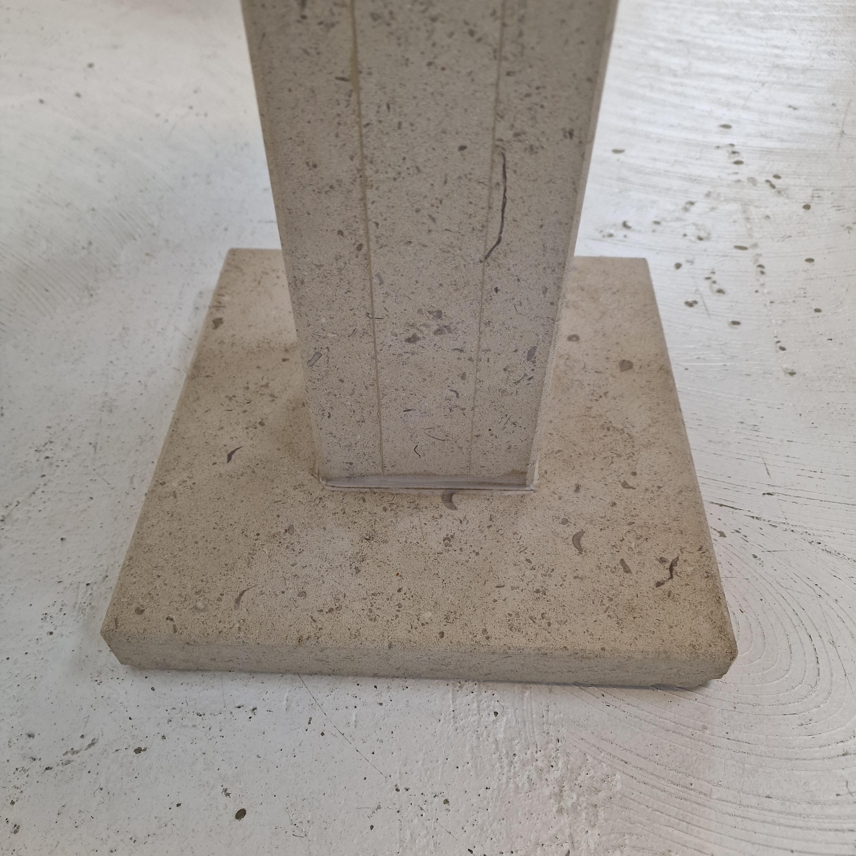Set of 2 Italian Travertine or Stone Pedestals or Side Tables, 1980s For Sale 12