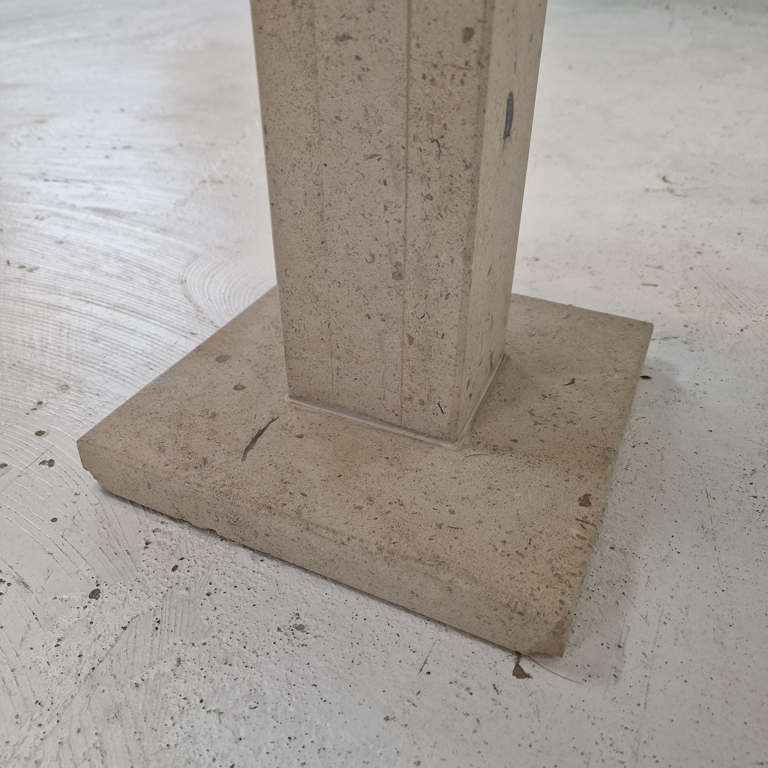 Set of 2 Italian Travertine or Stone Pedestals or Side Tables, 1980s For Sale 13