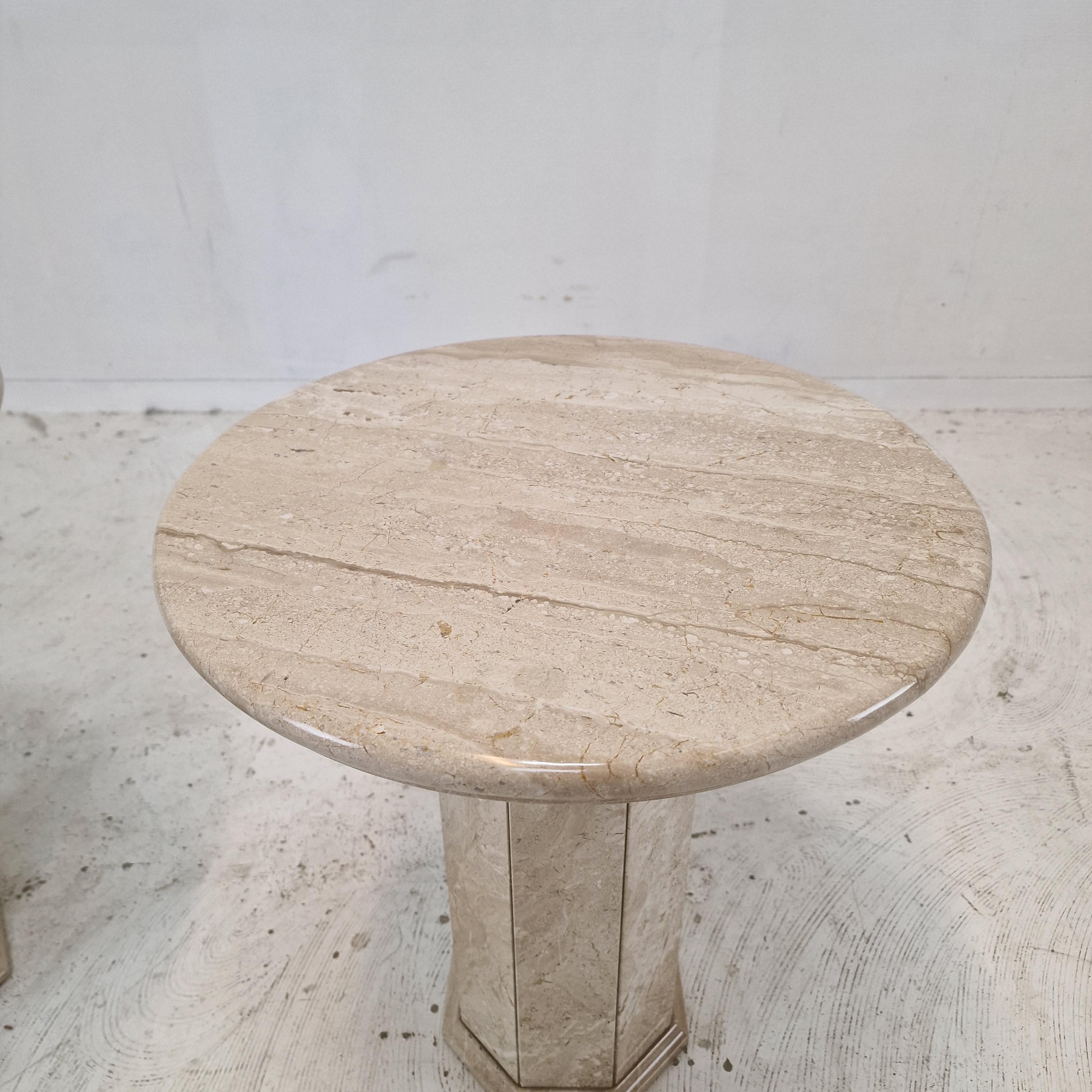Set of 2 Italian Travertine Pedestals or Side Tables, 1980s For Sale 5