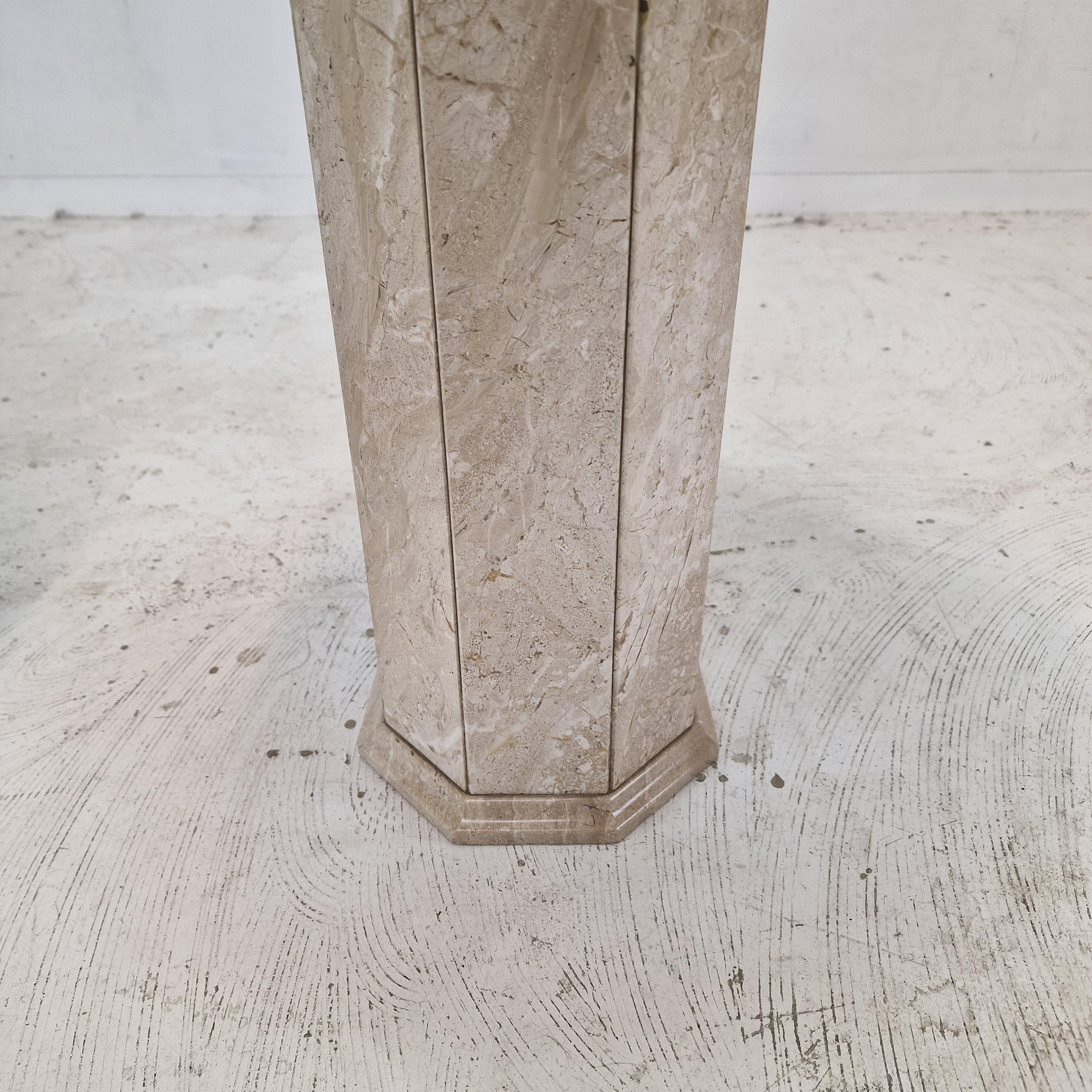 Set of 2 Italian Travertine Pedestals or Side Tables, 1980s For Sale 6