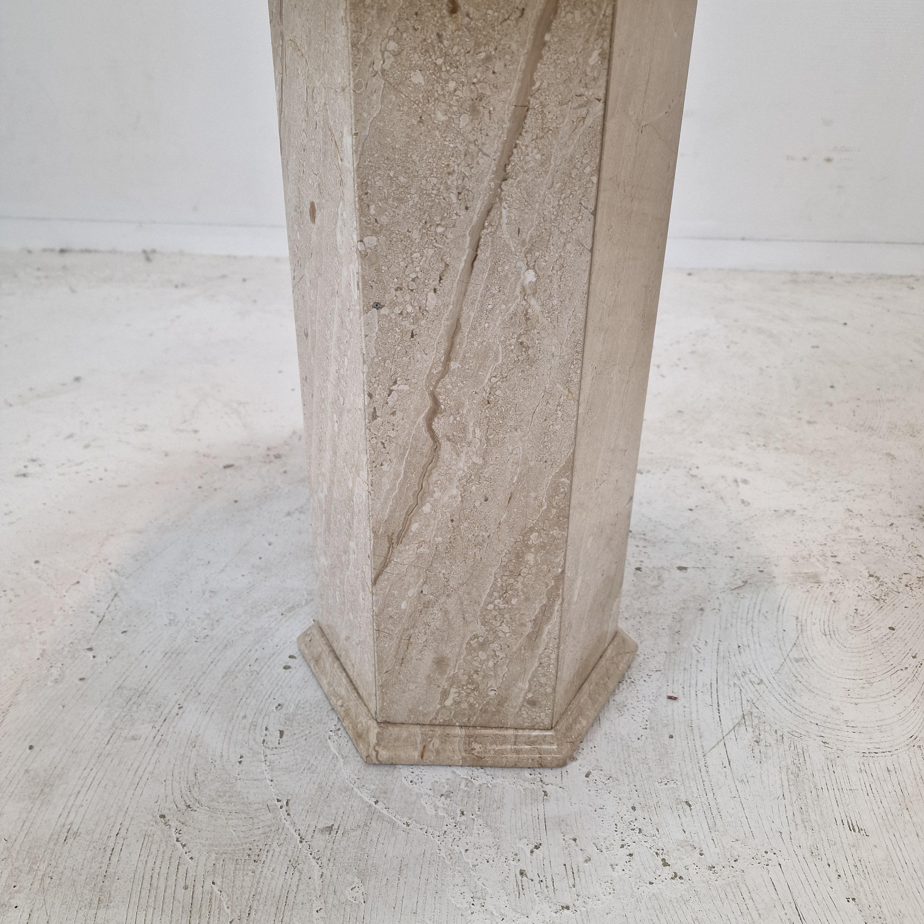 Set of 2 Italian Travertine Pedestals or Side Tables, 1980s For Sale 2