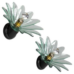 Vintage Set of 2 Italian Wall Lights in Glass, 1970