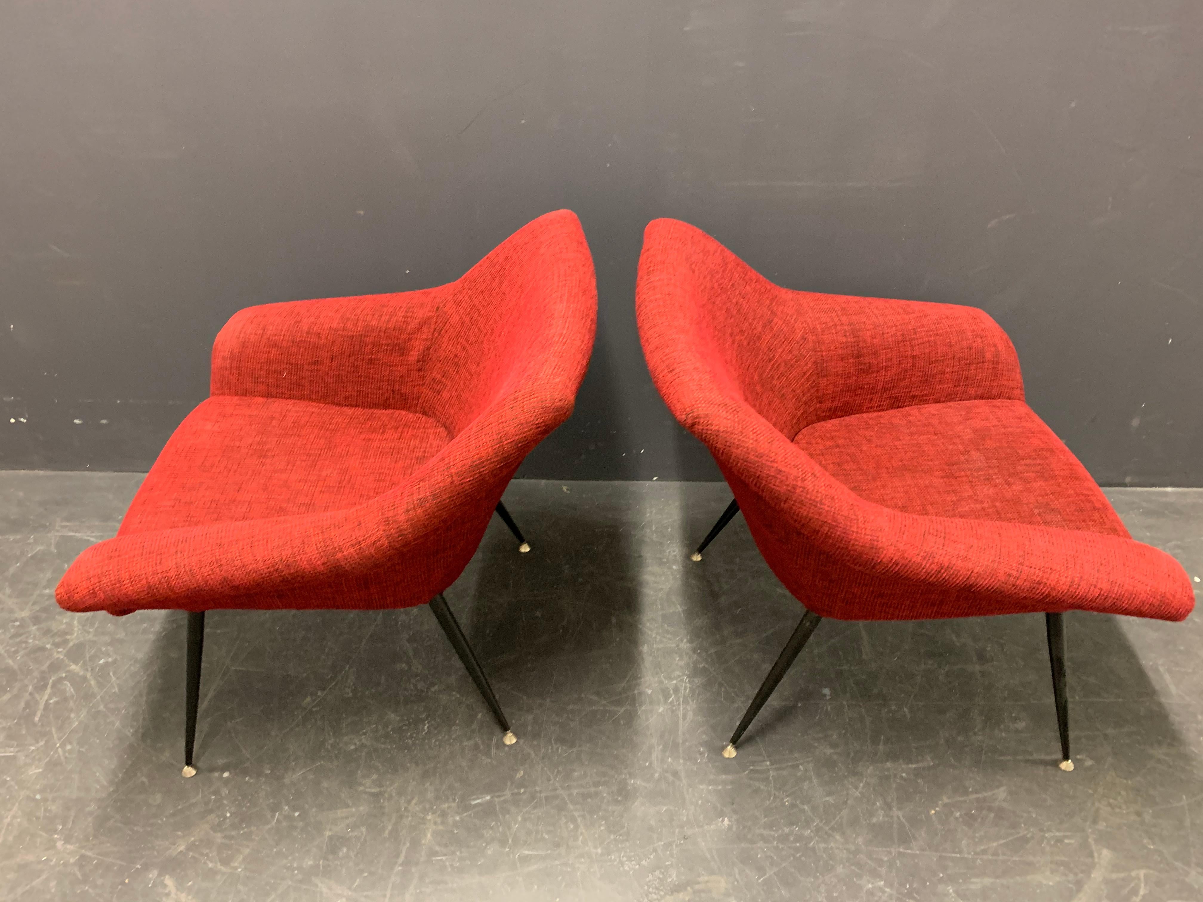 Set of 2 Italian Lounge Chairs For Sale 8