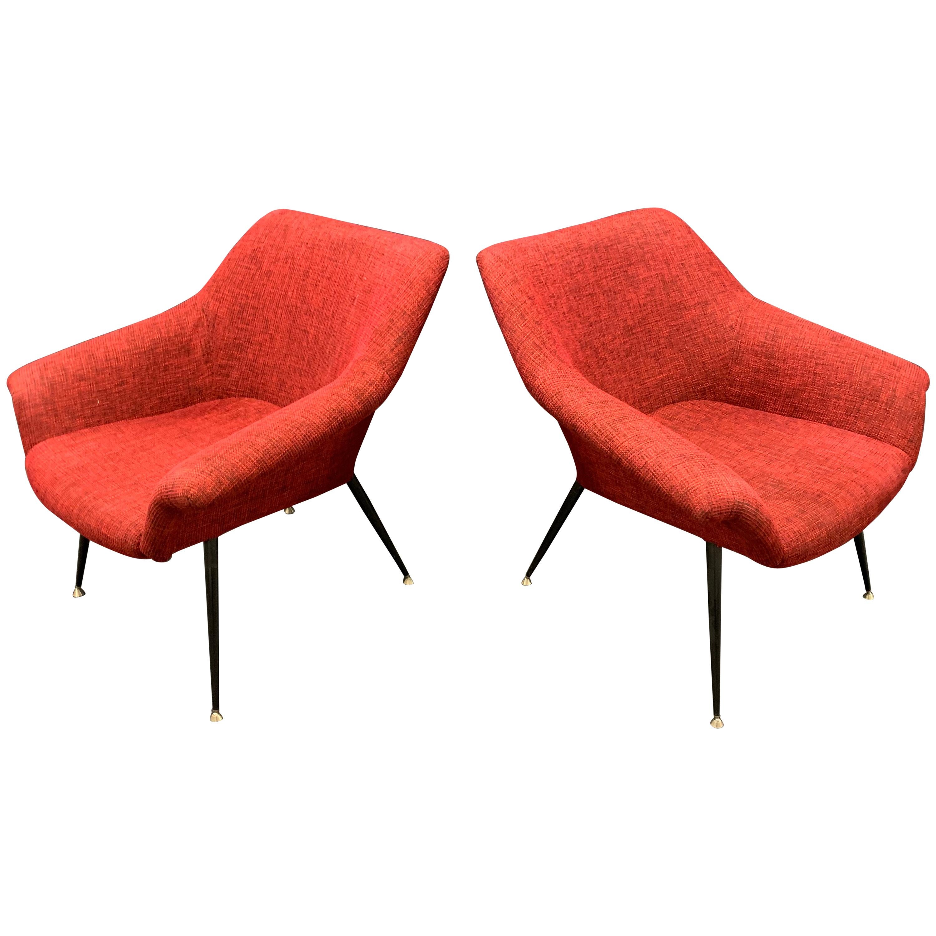 Set of 2 Italian Lounge Chairs For Sale