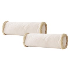 Lot de 2 coussins de luxe en velours fait main Bolsters blanc ivoire