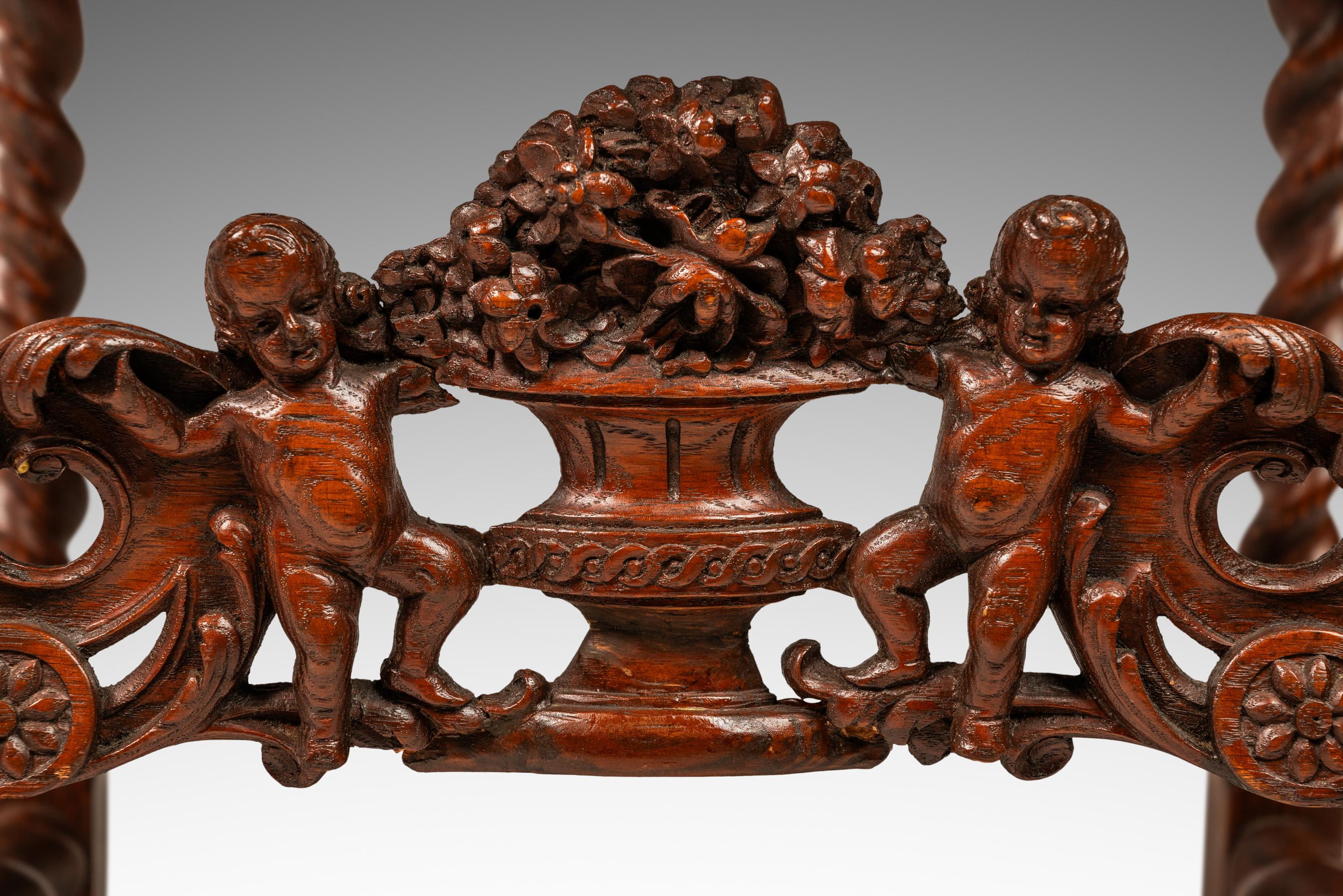 Ensemble de 2 fauteuils de style baroque Jacobean Stuart sculptés à la main, Angleterre, C.I.C. en vente 7