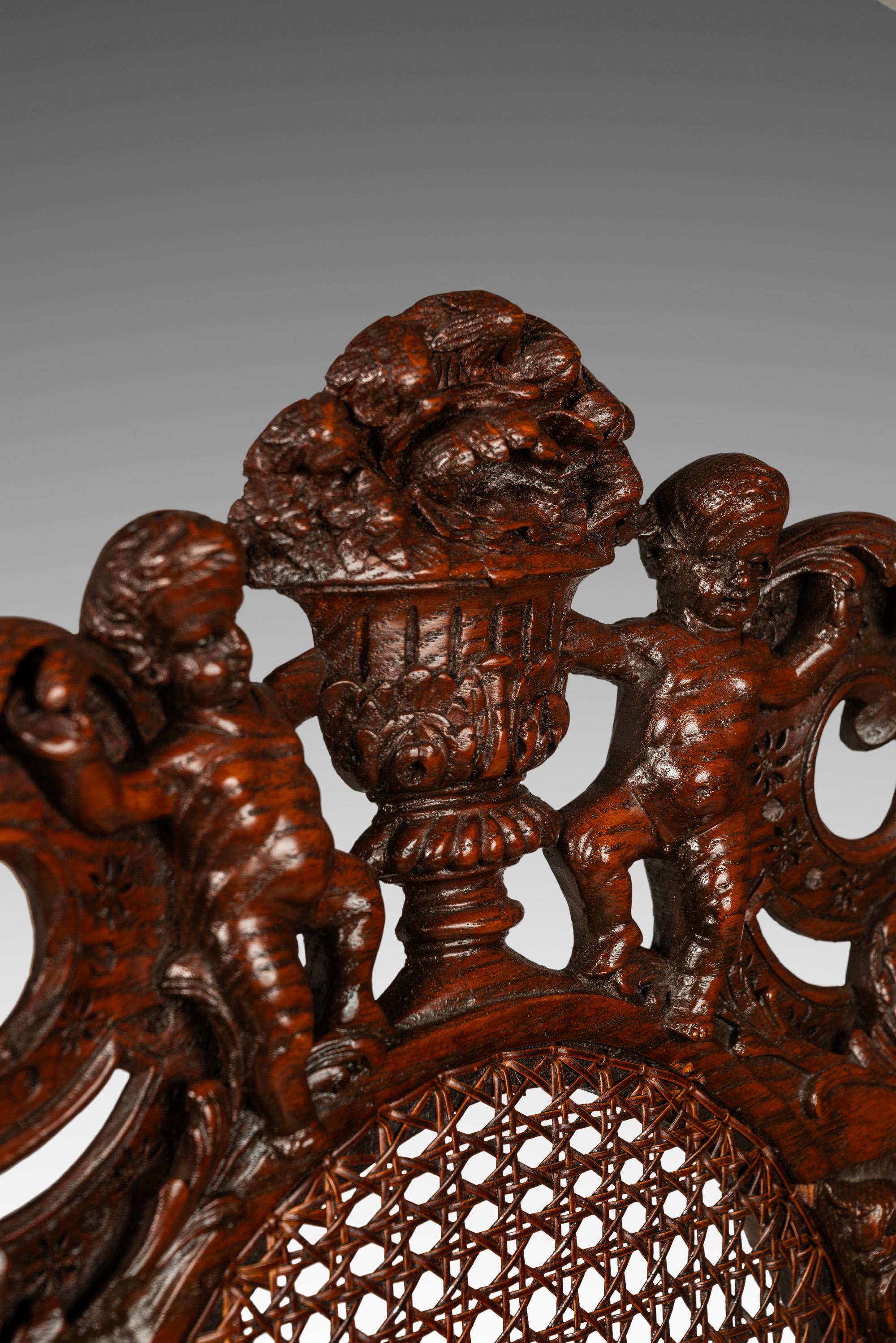 Ensemble de 2 fauteuils de style baroque Jacobean Stuart sculptés à la main, Angleterre, C.I.C. en vente 10