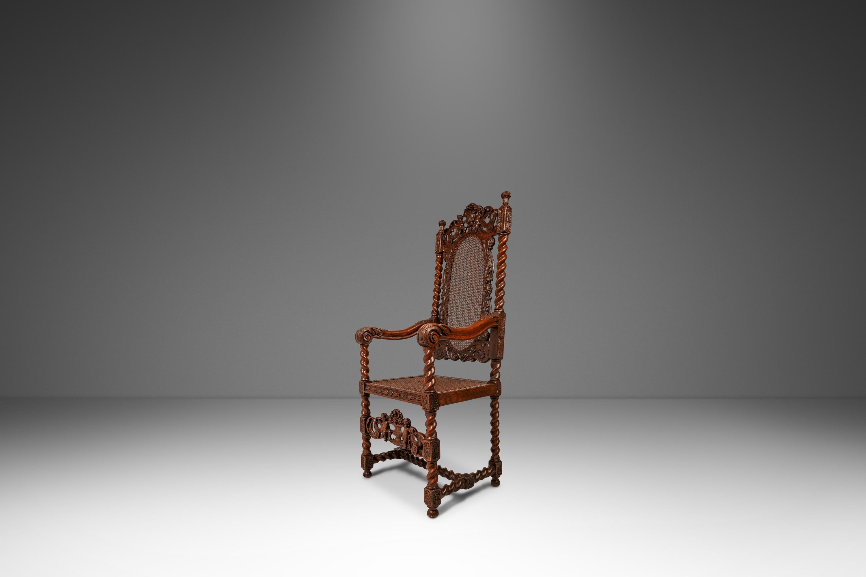 Ensemble de 2 fauteuils de style baroque Jacobean Stuart sculptés à la main, Angleterre, C.I.C. en vente 2