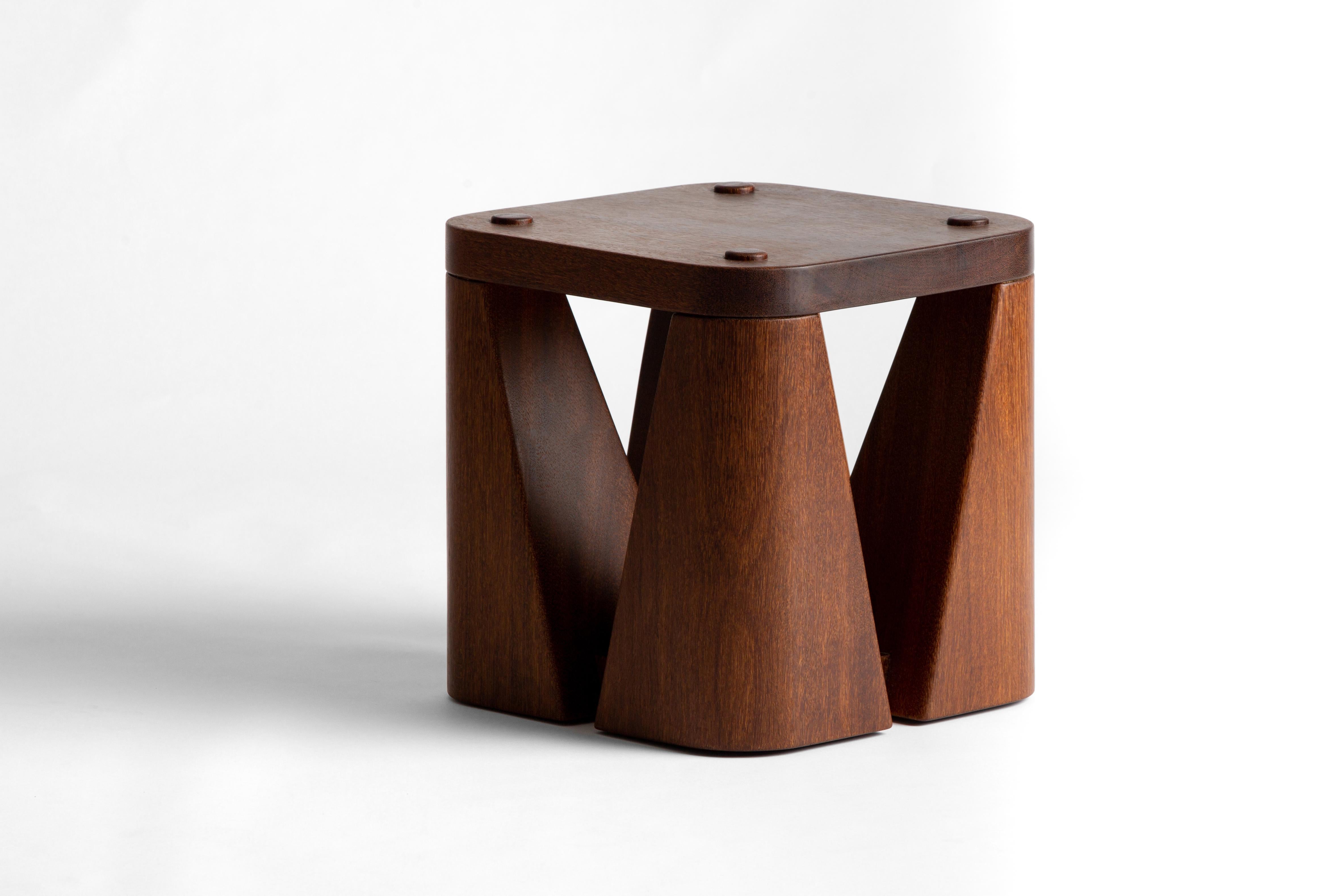 Organic Modern set of 2 Jeri Bench in Dark Brown Wood For Sale