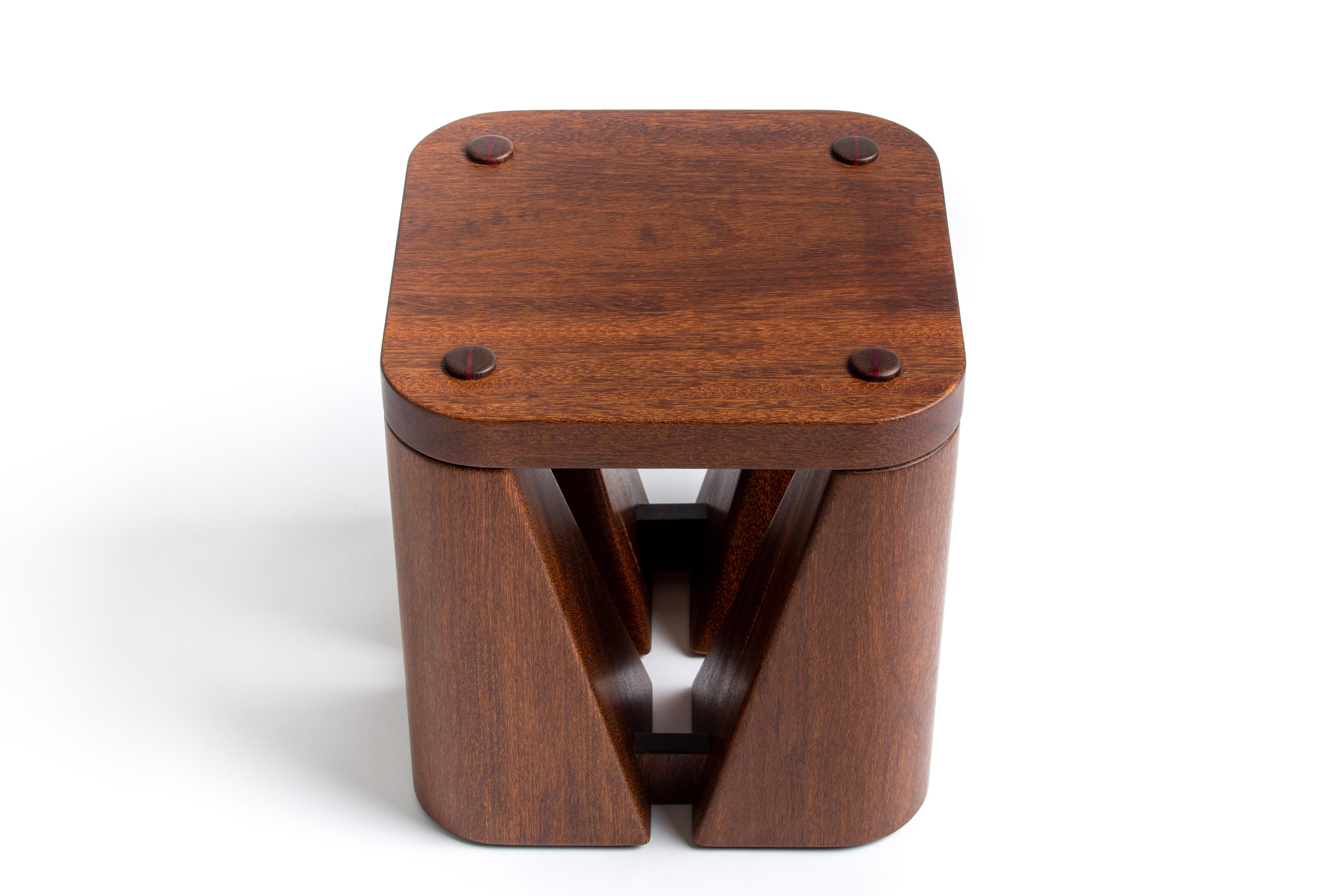 Woodwork set of 2 Jeri Bench in Dark Brown Wood For Sale