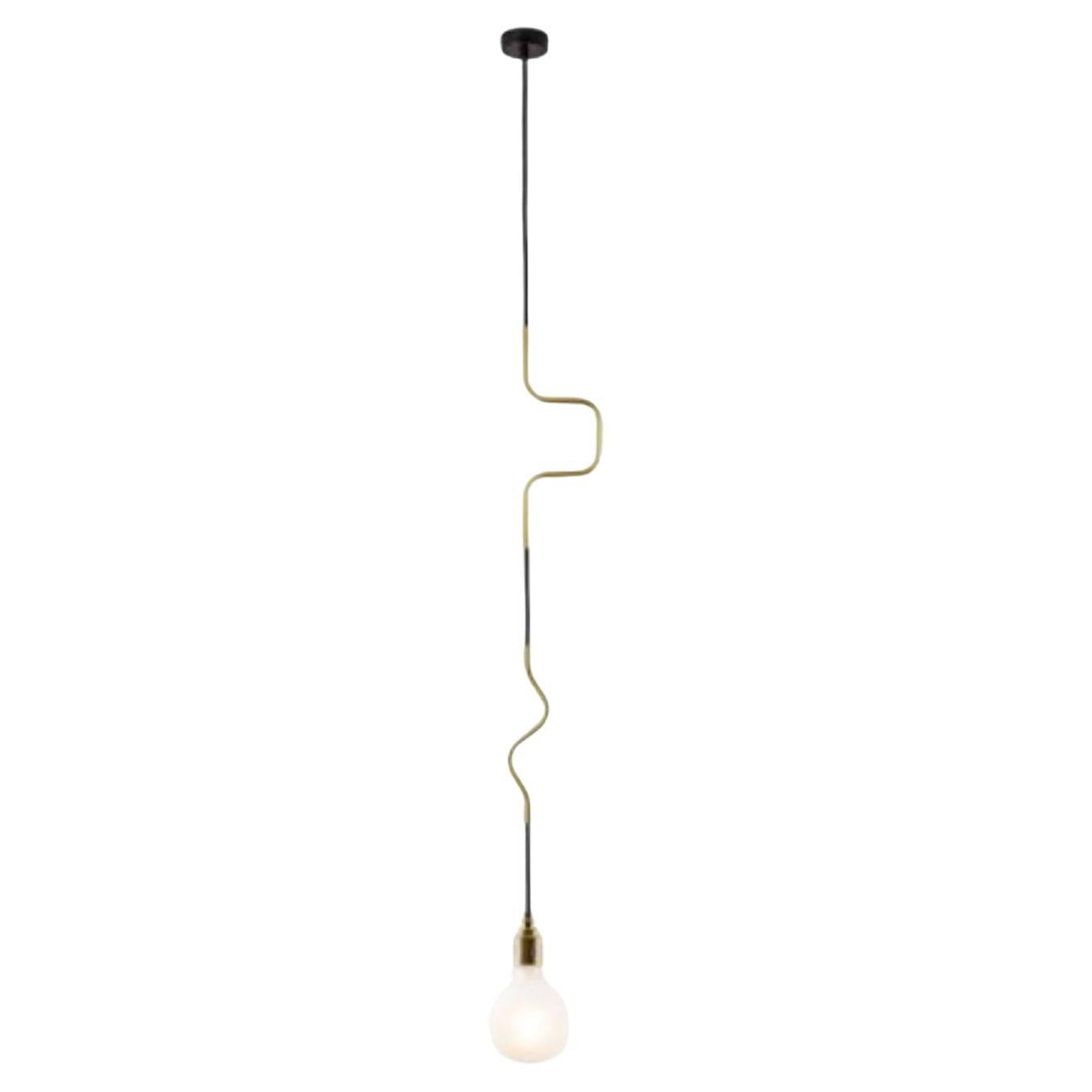 Set of 2 Jewellery single and double pendant lights by Volker Haug
Dimensions: 
Single: W 10 x H 30 cm 
Double: W 10 x H 60 cm 
Triple: W 10 x H 90 cm 
Materials: Aluminium ‘S’ or ‘U’ bends
Cord: Fabric braided
Minimum suspension: Single