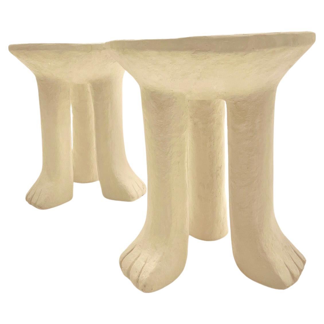 Set of 2 John DIckinson Style Plaster Tables For Sale