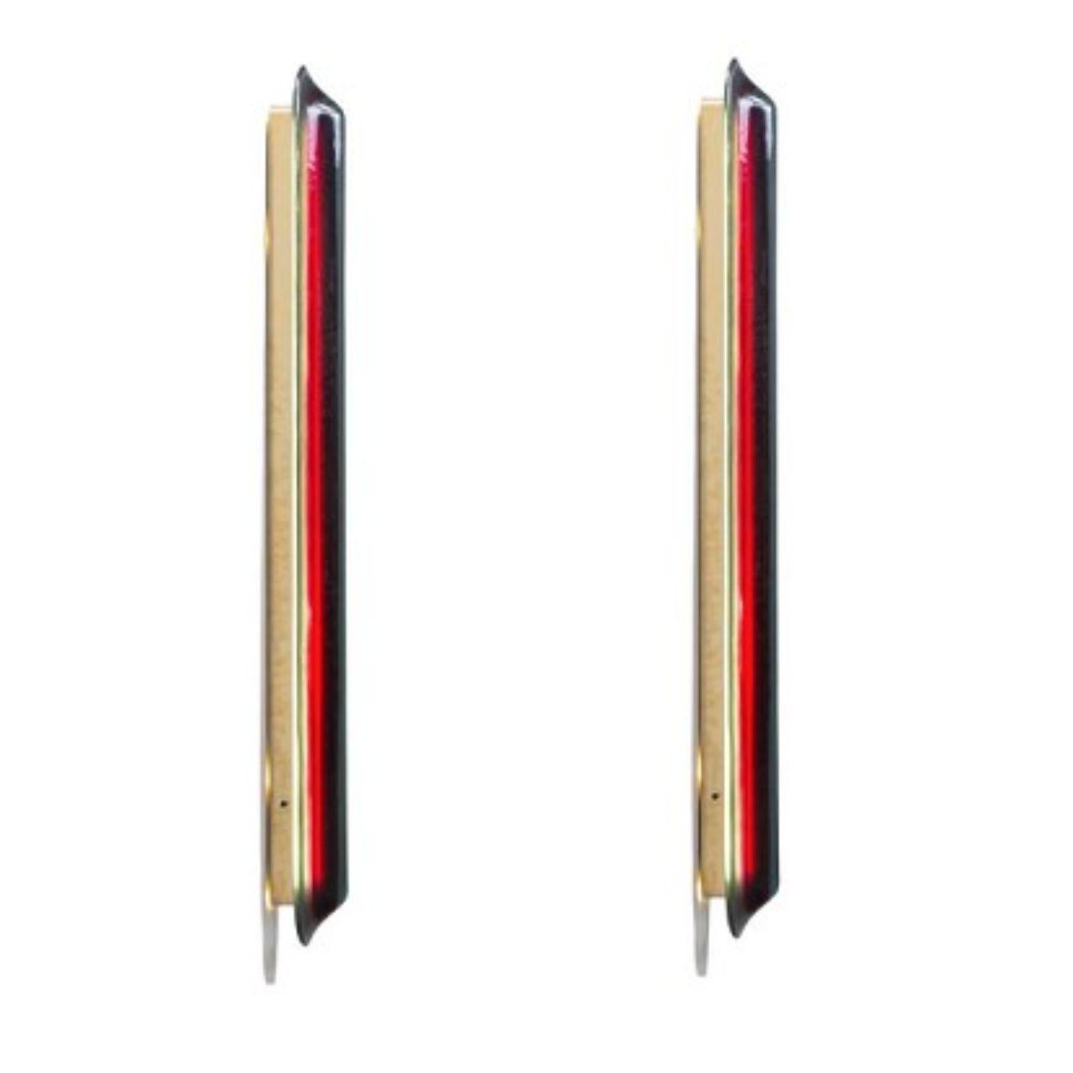 Set of 2 Joy tall wall lamps by Draga & Aurel
Dimensions: W 20, D 13, H 160
Materials: Resin and brass

All our lamps can be wired according to each country. If sold to the USA it will be wired for the USA for instance.

These organic light