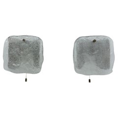 Set of 2 J.T. Kalmar ice glass wall lamps sconce , 1970s , Germany