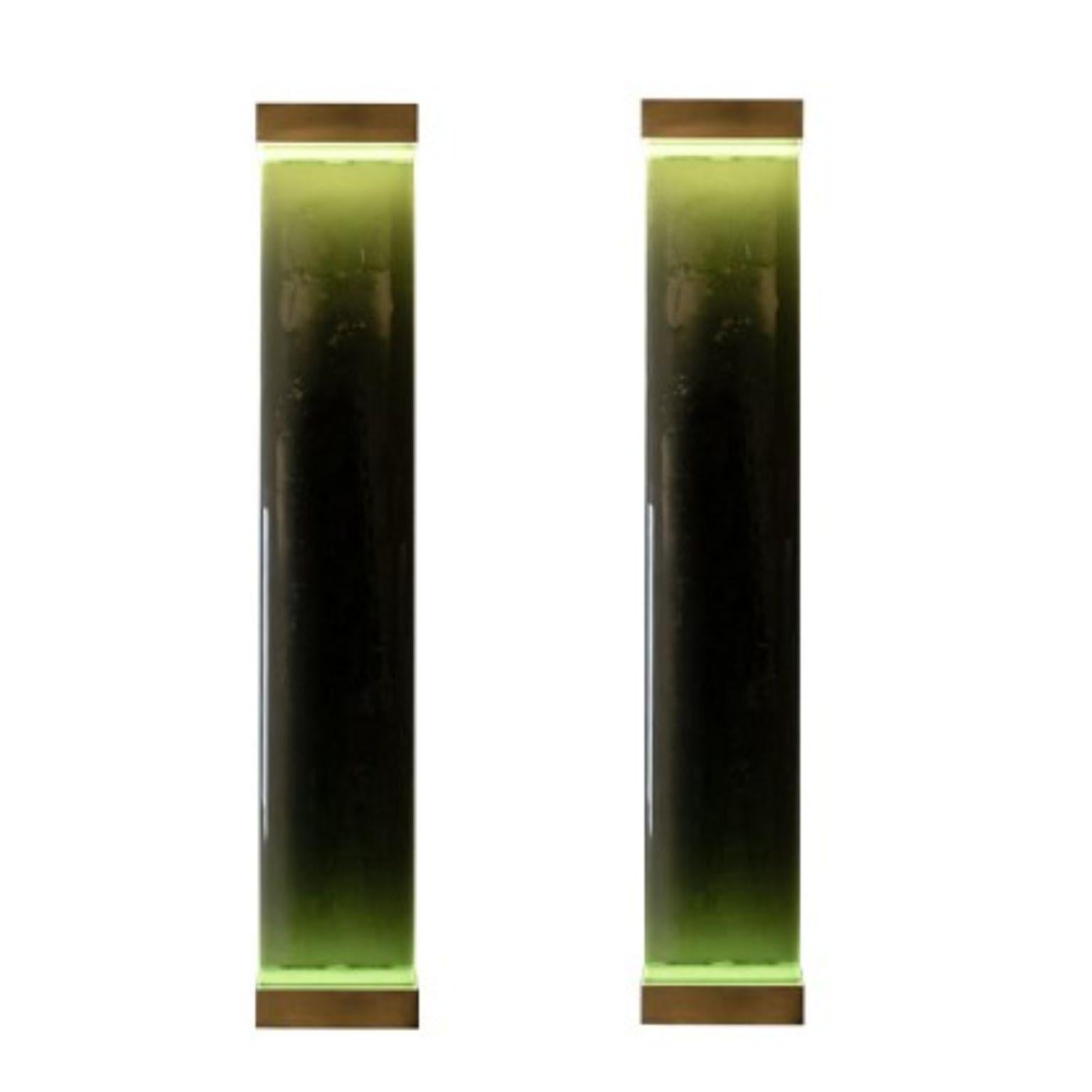 Set of 2 Jud wall lamps by Draga & Aurel
Dimensions: W 23, D 10, H 131
Materials: Resin and brass

All our lamps can be wired according to each country. If sold to the USA it will be wired for the USA for instance.

Inspired by minimalism, the