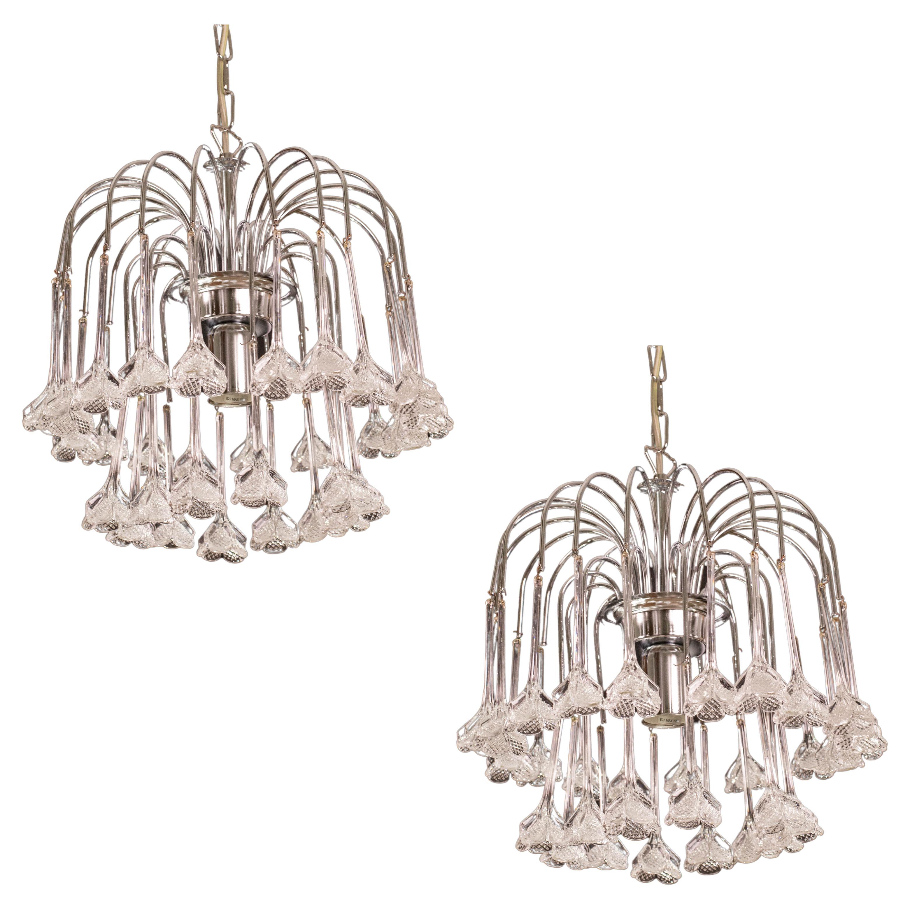 Set of 2 Julia Roberts, Vintage White Murano Chandelier, 1980s For Sale