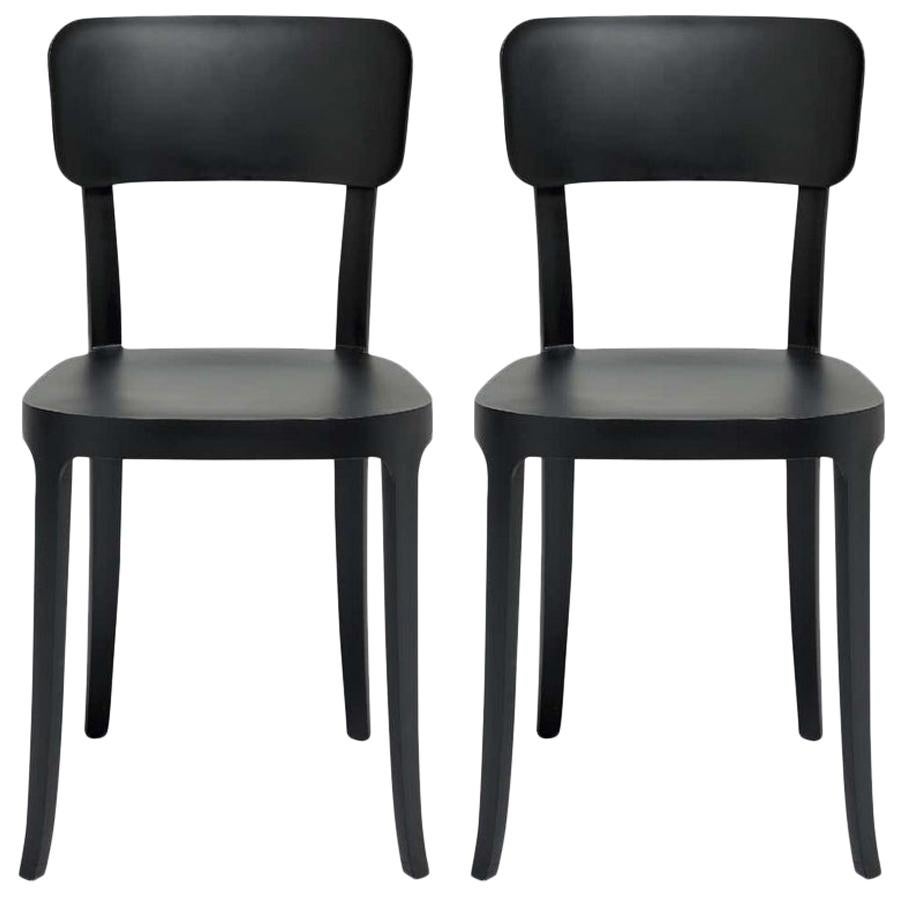 In Stock in Los Angeles, Set of 2 K Black Dining Chairs, Made in Italy