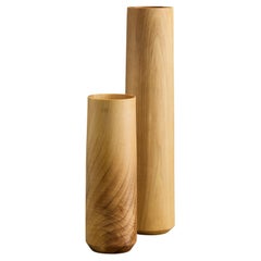 Set Of 2 Contemporary Kamandalu Vessels - Hand Sculpted Walnut by Megarisiotis