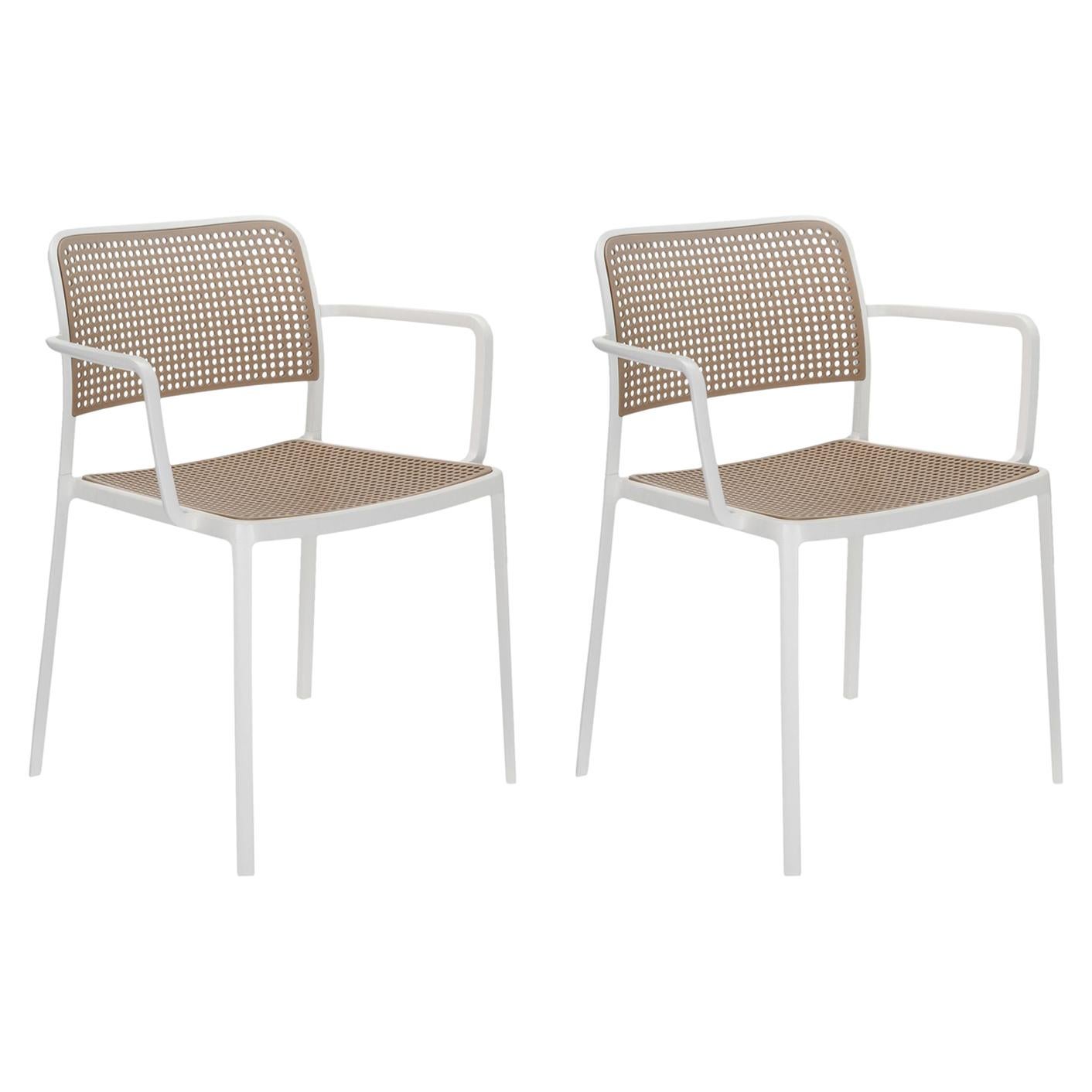 Set of 2 Kartell Audrey Chair by Piero Lissoni in Sand