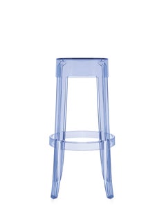 Set of 2 Kartell Charles Ghost Large Stools in Chrystal by Philippe Starck