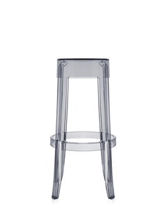 Set of 2 Kartell Charles Ghost Large Stools in Smoke Grey by Philippe Starck