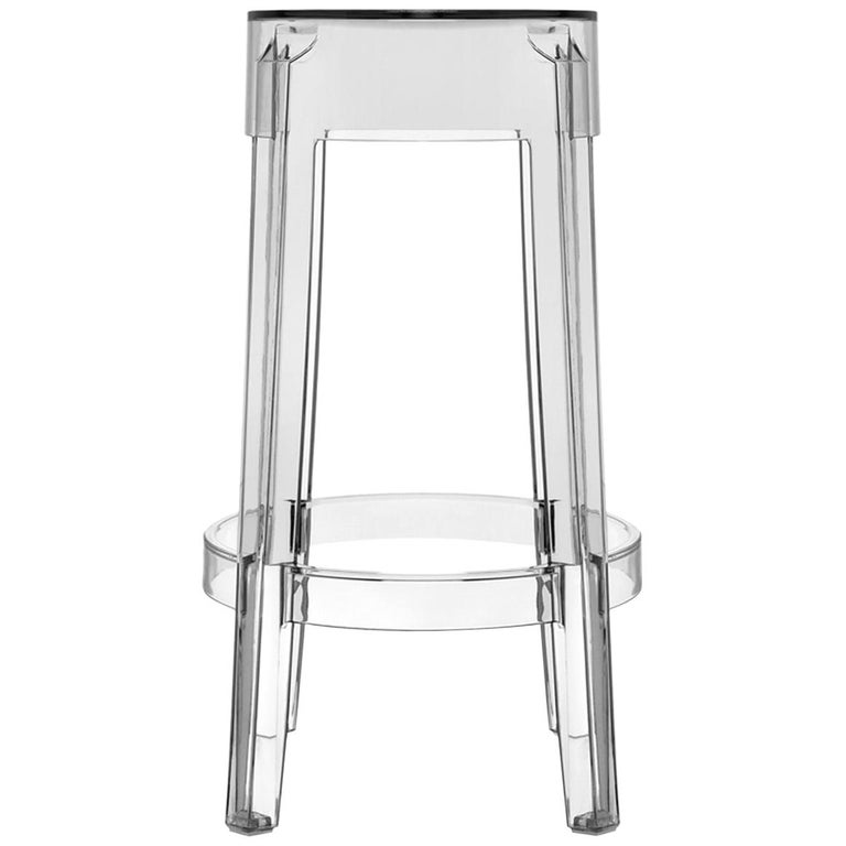 Set of 2 Kartell Charles Ghost Medium Stools in Crystal by Philippe Starck  For Sale at 1stDibs
