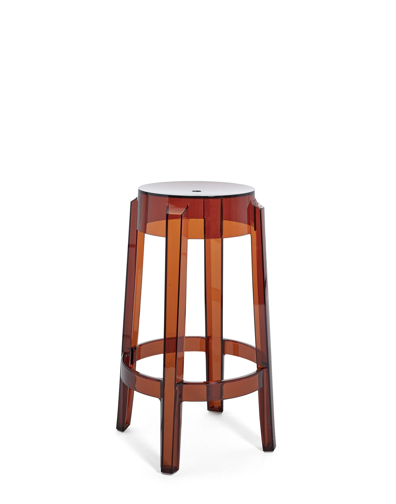 Italiano Set di 2 sgabelli Kartell Charles Ghost Medium in bianco lucido di Philippe Starck in vendita