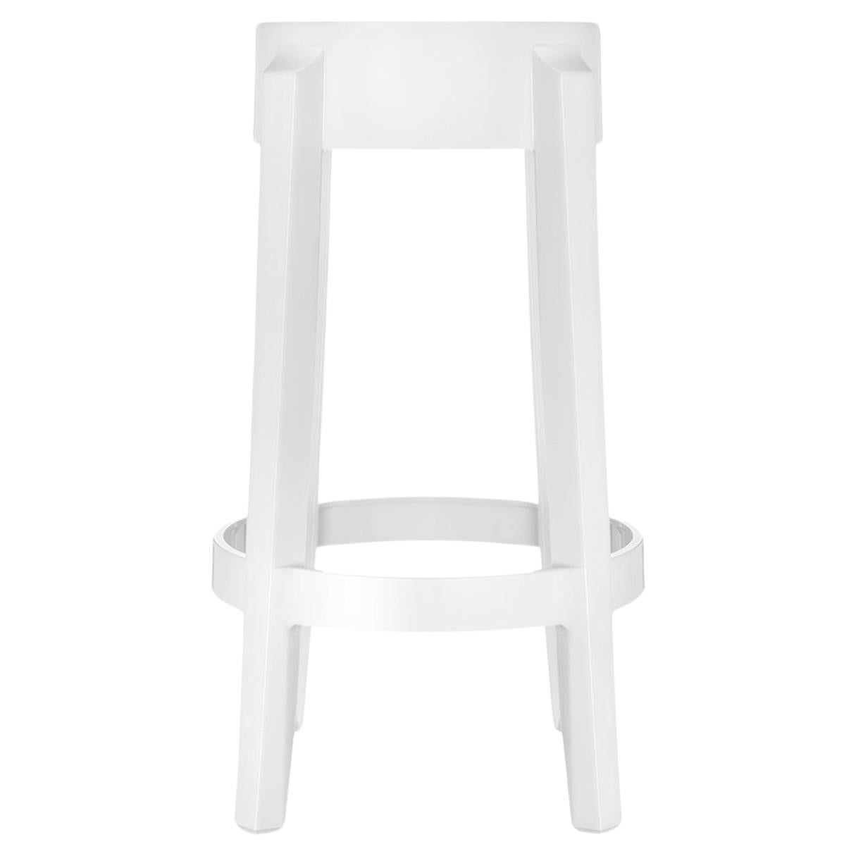 Set of 2 Kartell Charles Ghost Medium Stools in Glossy White by Philippe Starck
