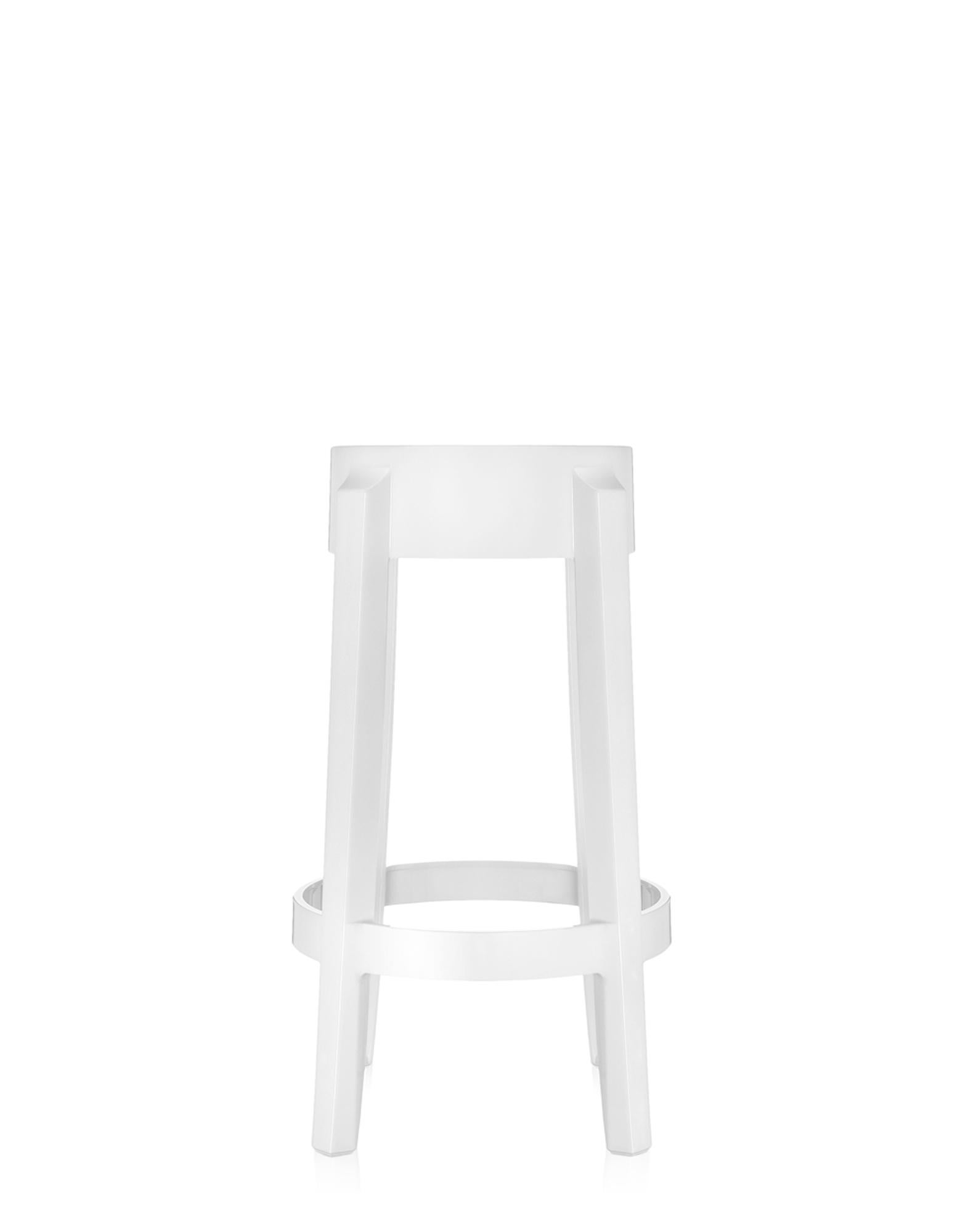 Set of 2 Kartell Charles Ghost Medium Stools in Smoke Grey by Philippe Starck For Sale 1