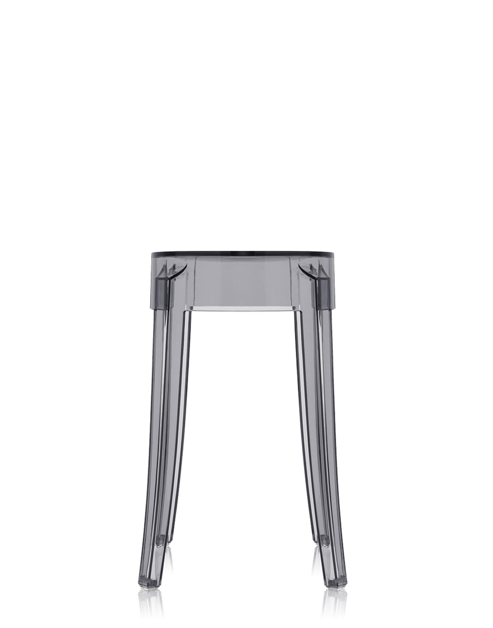 Set of 2 Kartell Charles Ghost Small Stools in Crystal by Philippe Starck For Sale 5