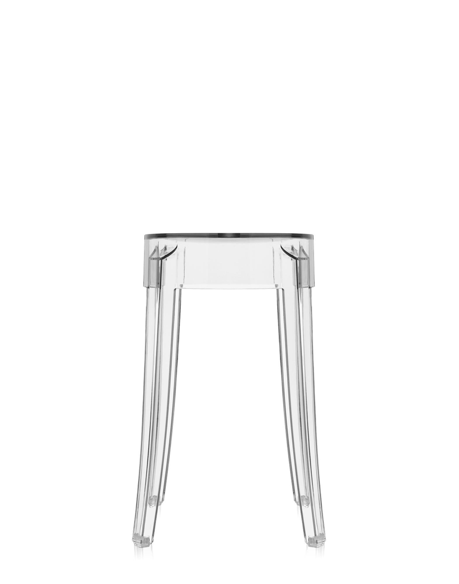Contemporary Set of 2 Kartell Charles Ghost Small Stools in Crystal by Philippe Starck For Sale