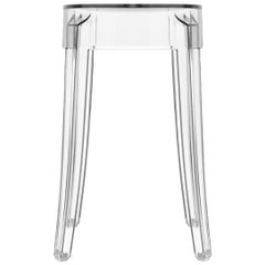 Set of 2 Kartell Charles Ghost Small Stools in Crystal by Philippe Starck