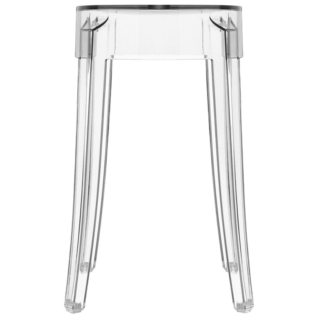 Set of 2 Kartell Charles Ghost Small Stools in Glossy Black by Philippe Starck For Sale 3