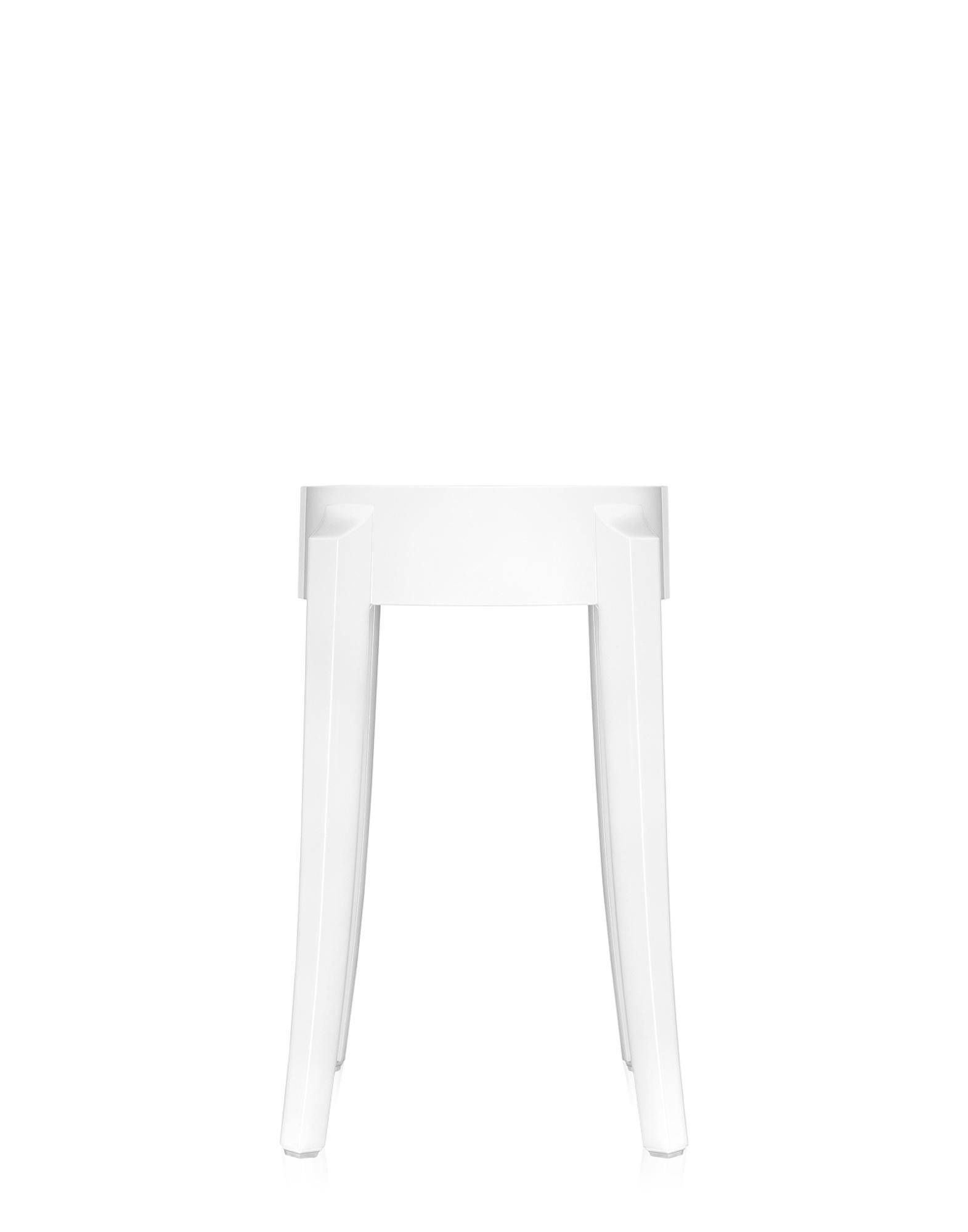 Italian Set of 2 Kartell Charles Ghost Small Stools in Glossy Black by Philippe Starck For Sale