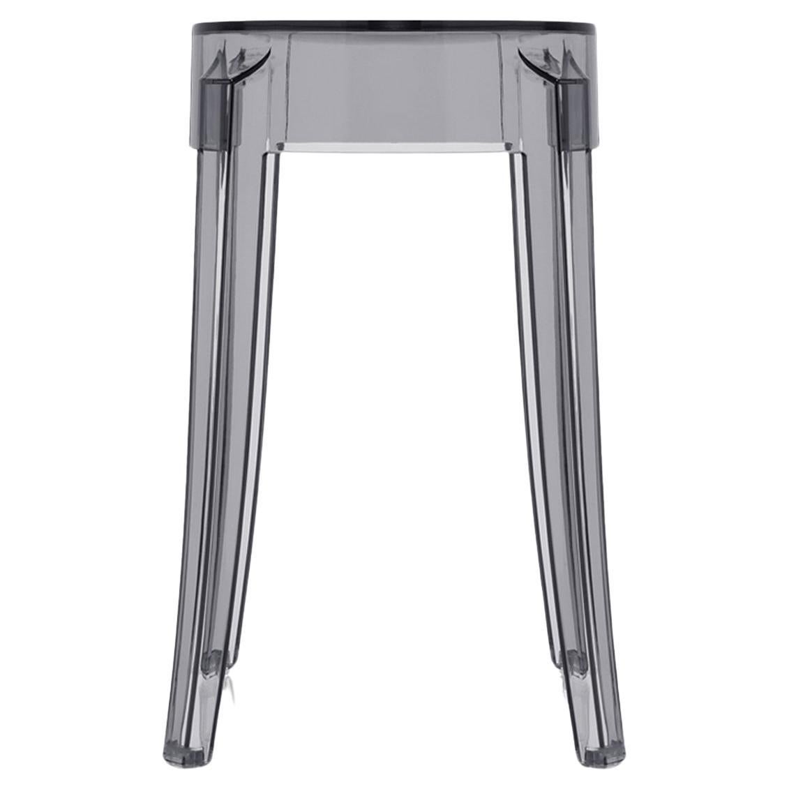 Set of 2 Kartell Charles Ghost Small Stools in Glossy Black by Philippe Starck For Sale 2