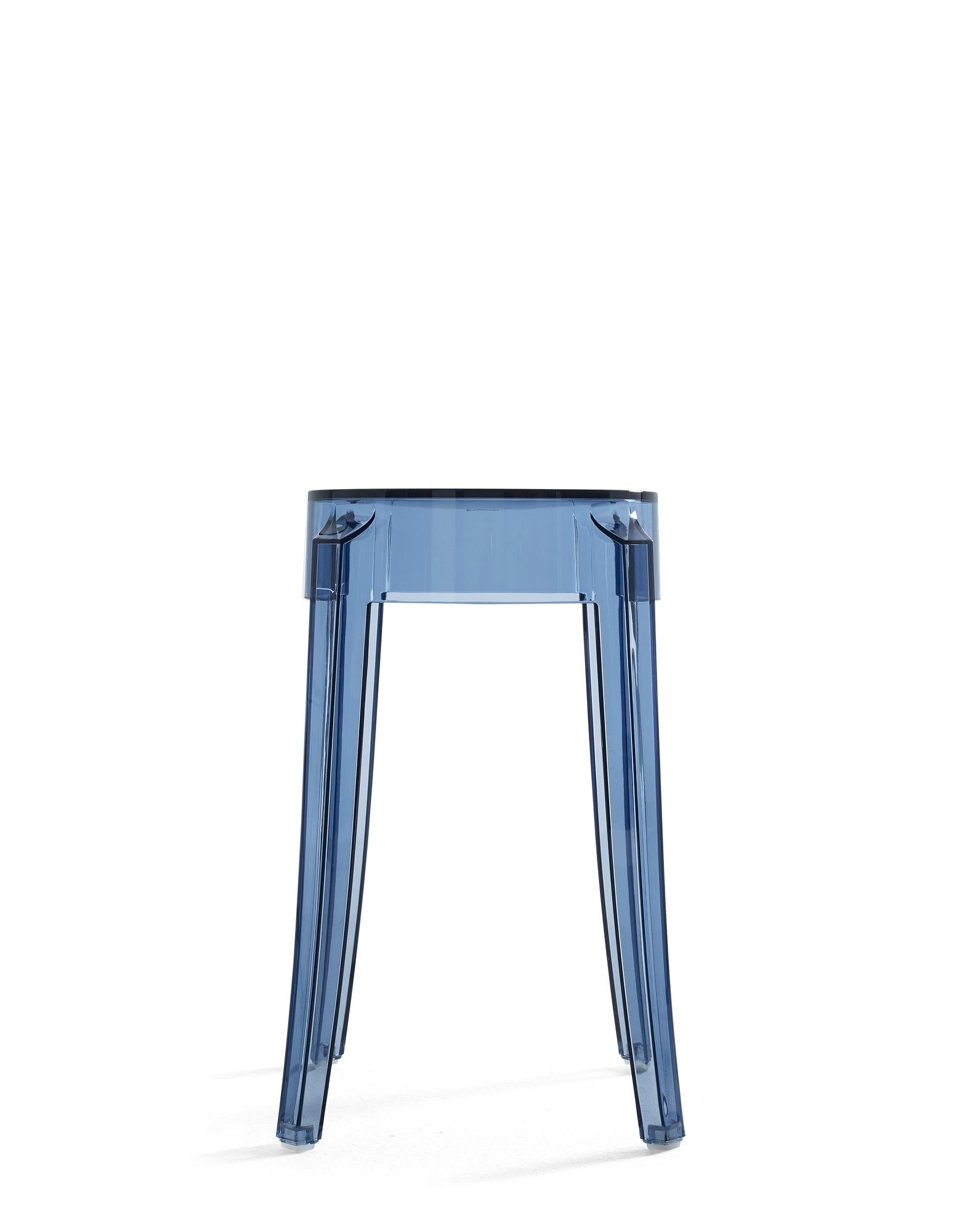 The shape conjures up stools of the 1800s and the line of the legs is rounded and slightly upturned, an icon of the Classic high stool. Charles Ghost is constructed from a single block of transparent polycarbonate which makes it indestructible and