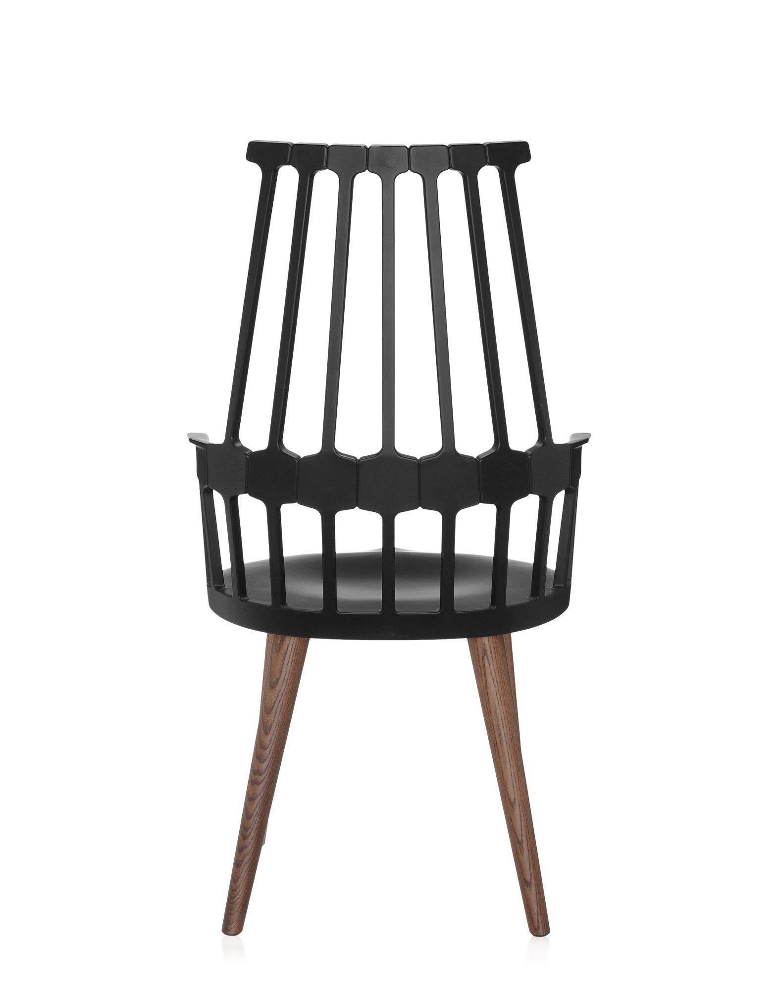 Italian Set of 2 Kartell Comback Chairs in Black with Oak Legs by Patricia Urquiola