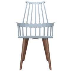 Set of 2 Kartell Comback Chairs in Grey Blue with Oak Legs by Patricia Urquiola