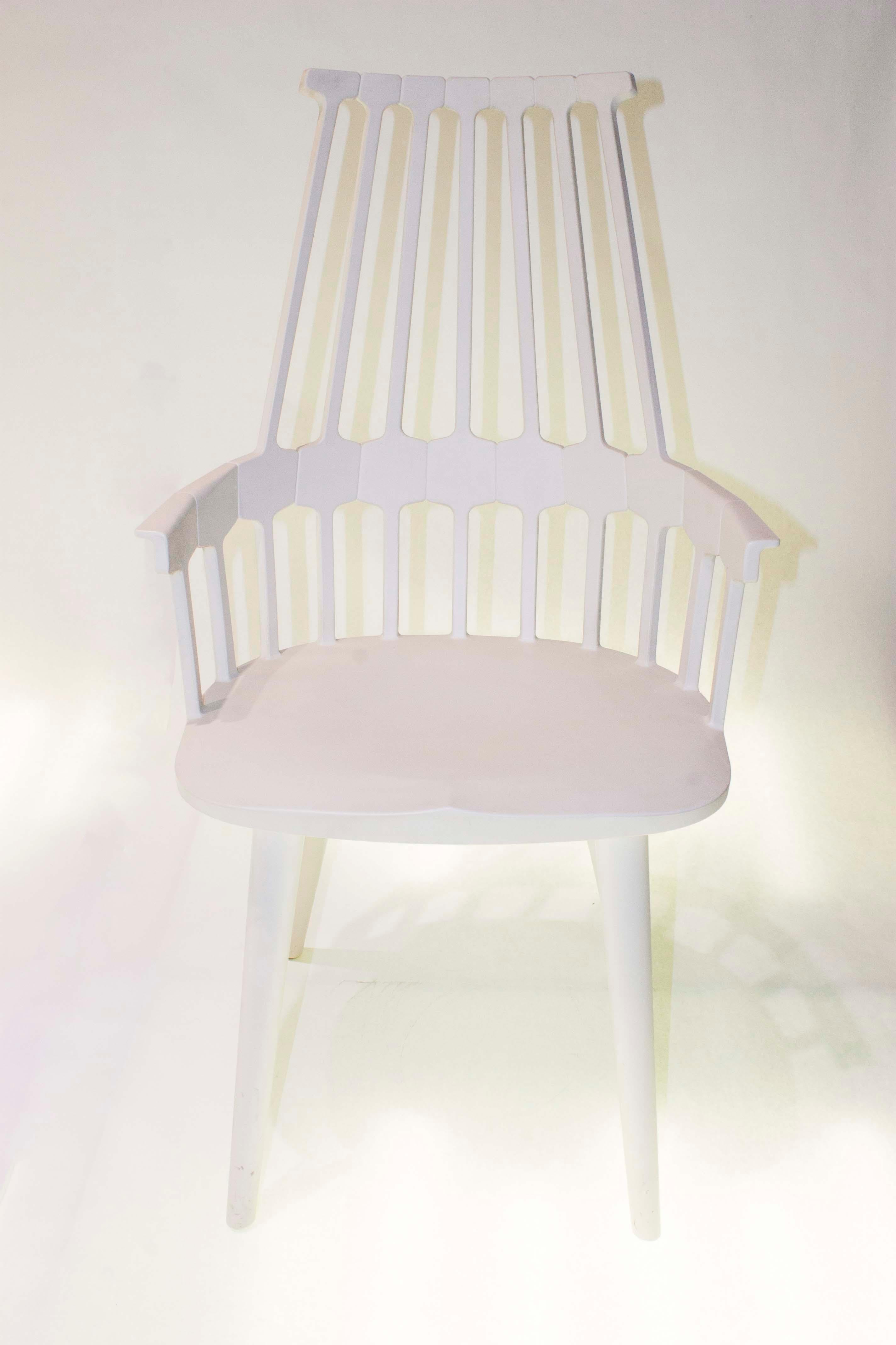Modern Set of 2 Kartell Comback Chairs in White with White Legs by Patricia Urquiola