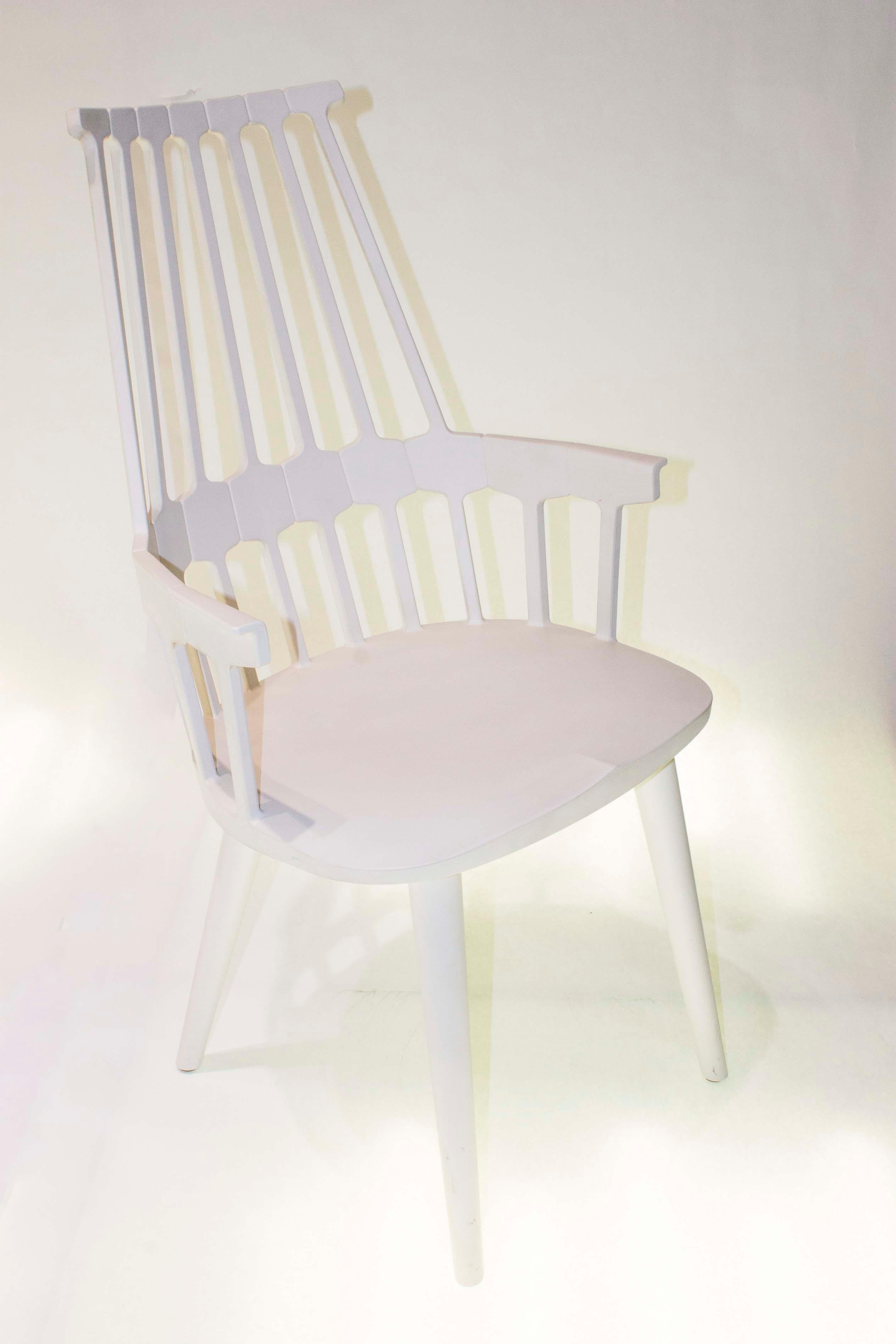 Italian Set of 2 Kartell Comback Chairs in White with White Legs by Patricia Urquiola